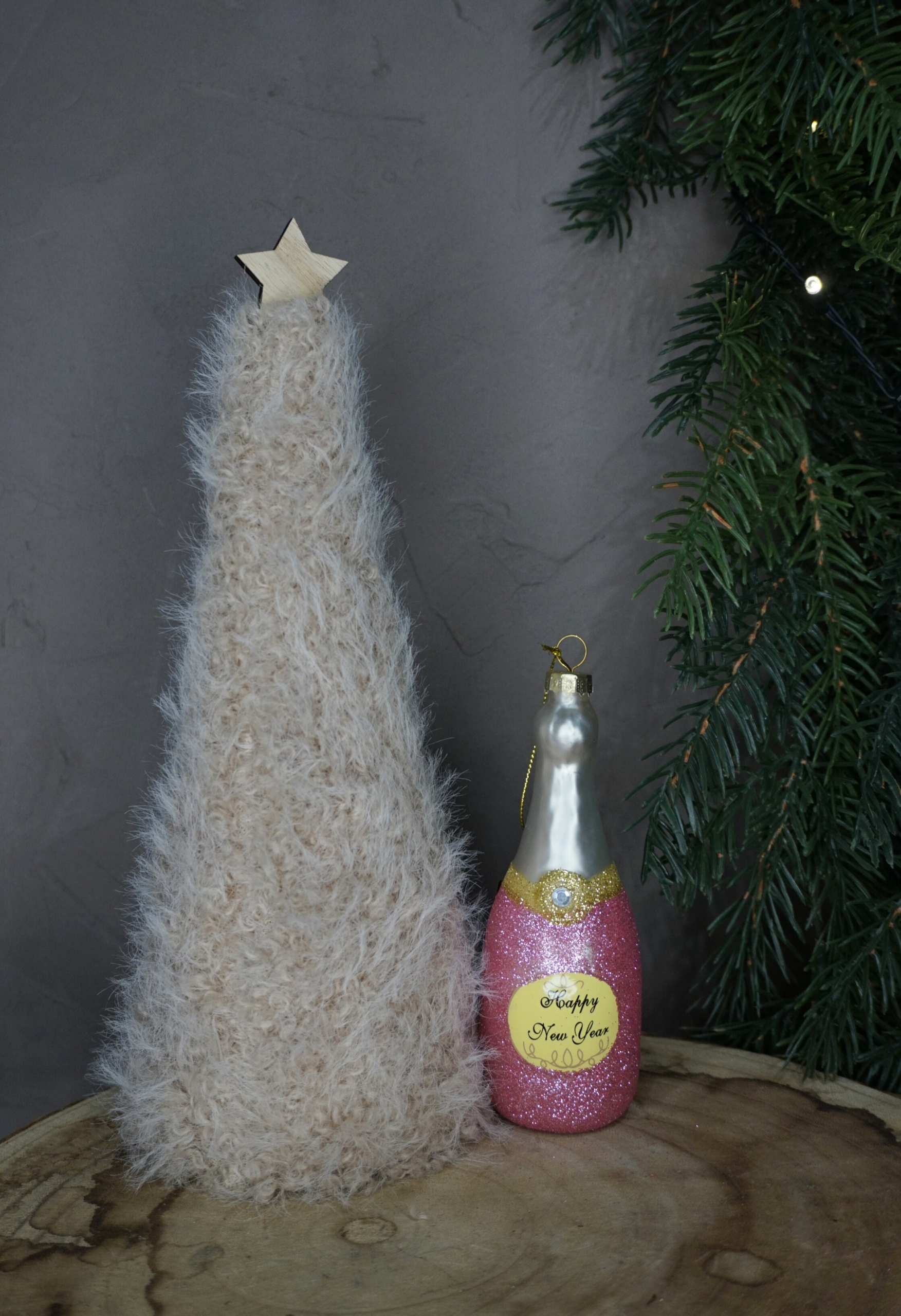 Adorno árbol - botella de champán