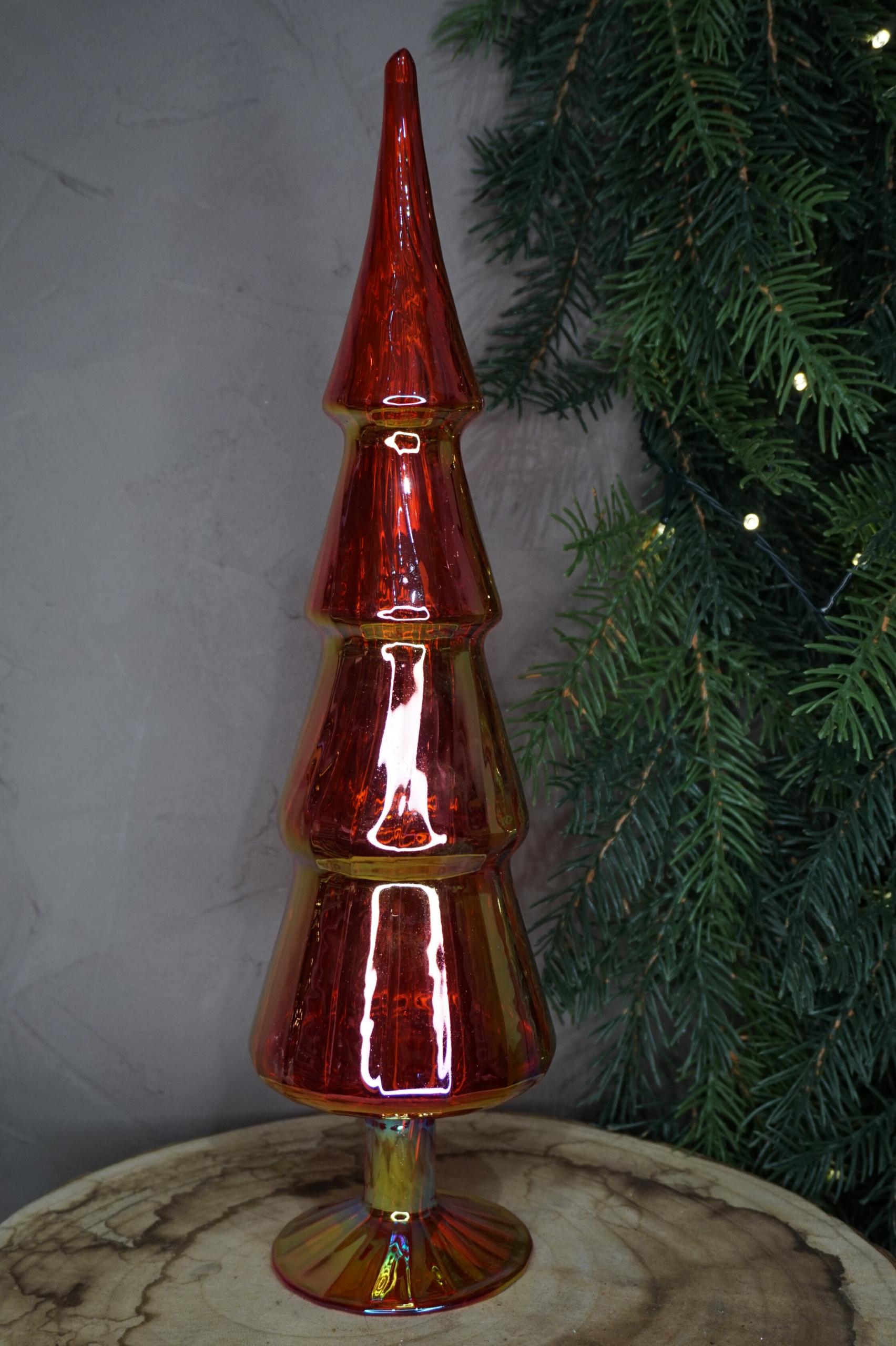 Decoración - Pino cristal iridiscente rojo