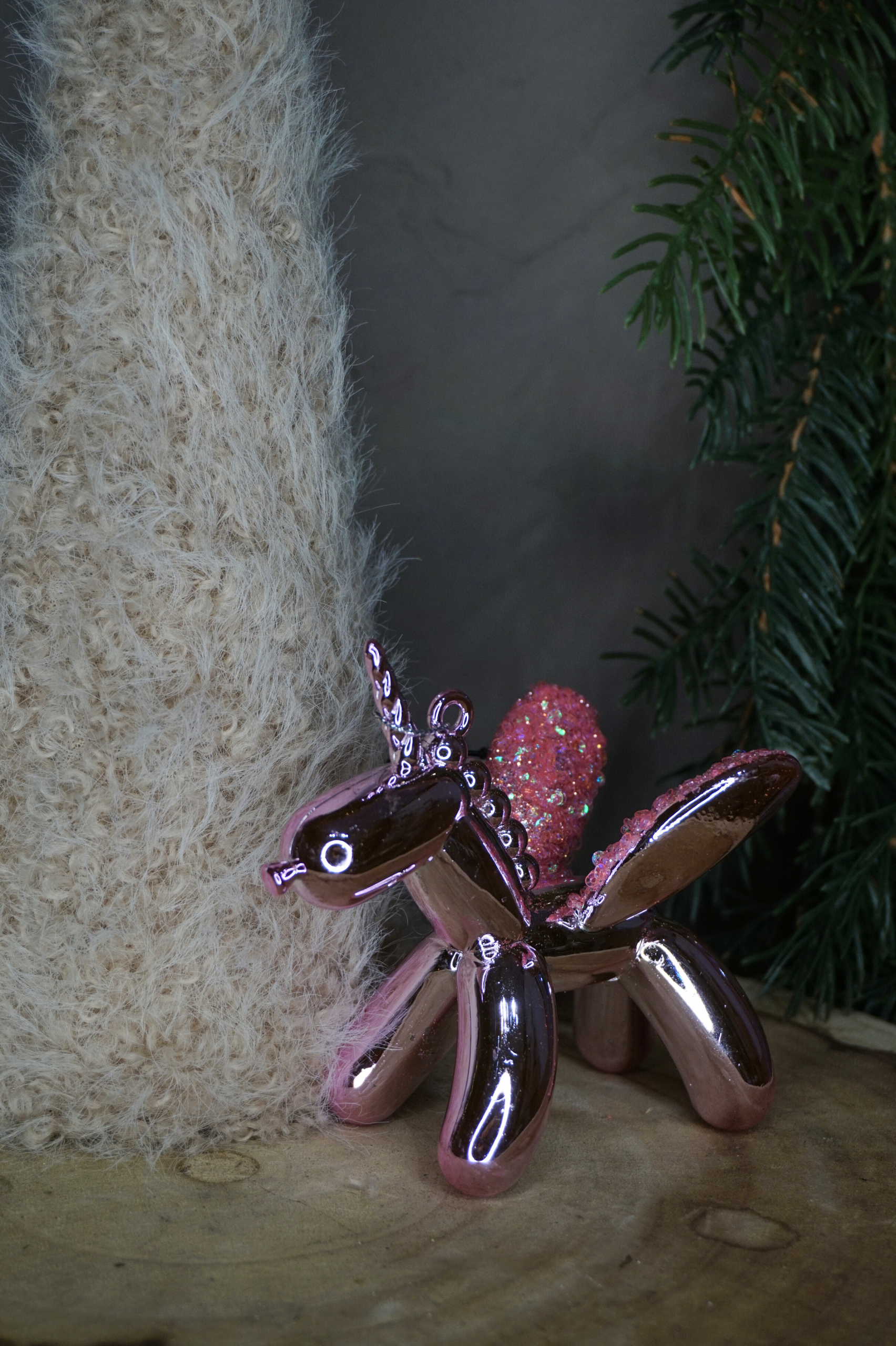 Alternative view of Adorno árbol -  Unicornio rosa de cristal