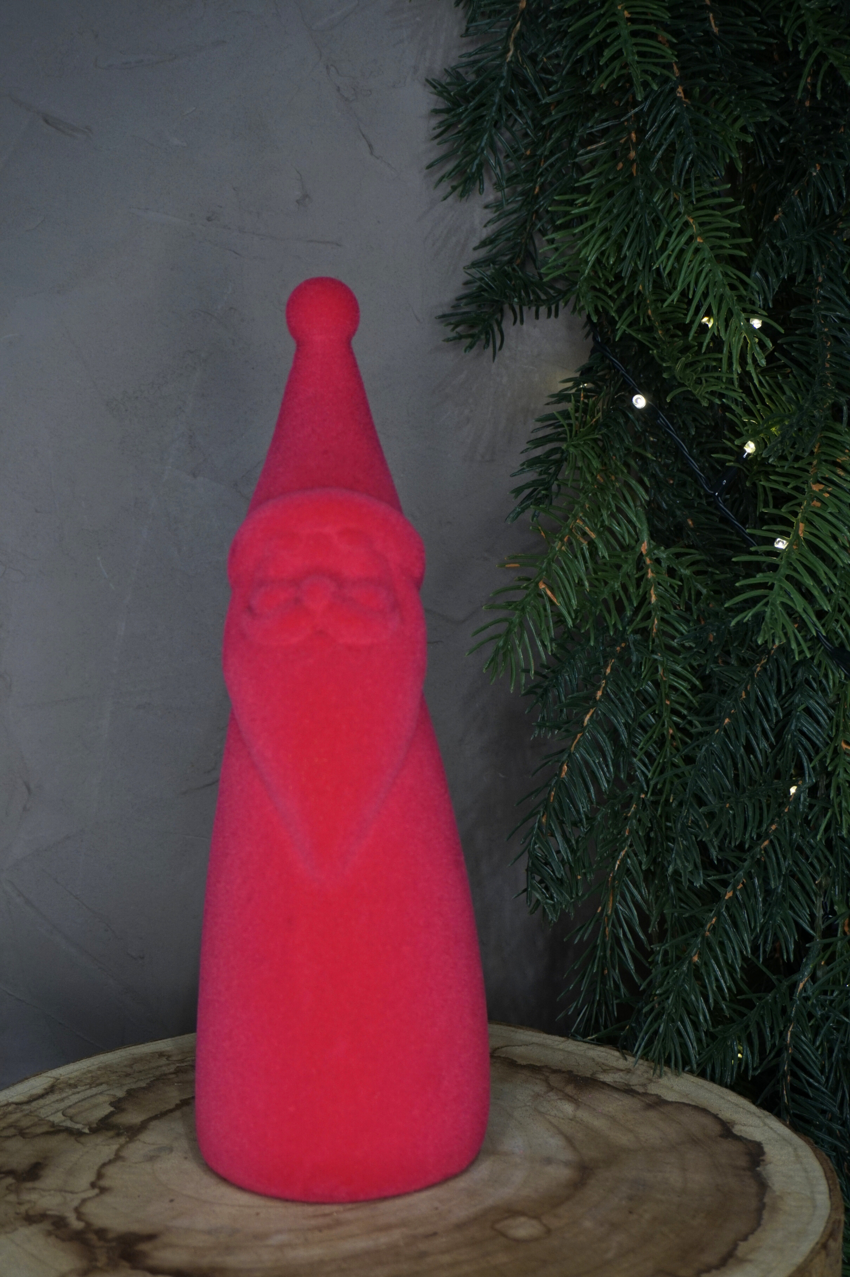 Decoración - Papa Nöel terciopelo rosa grande