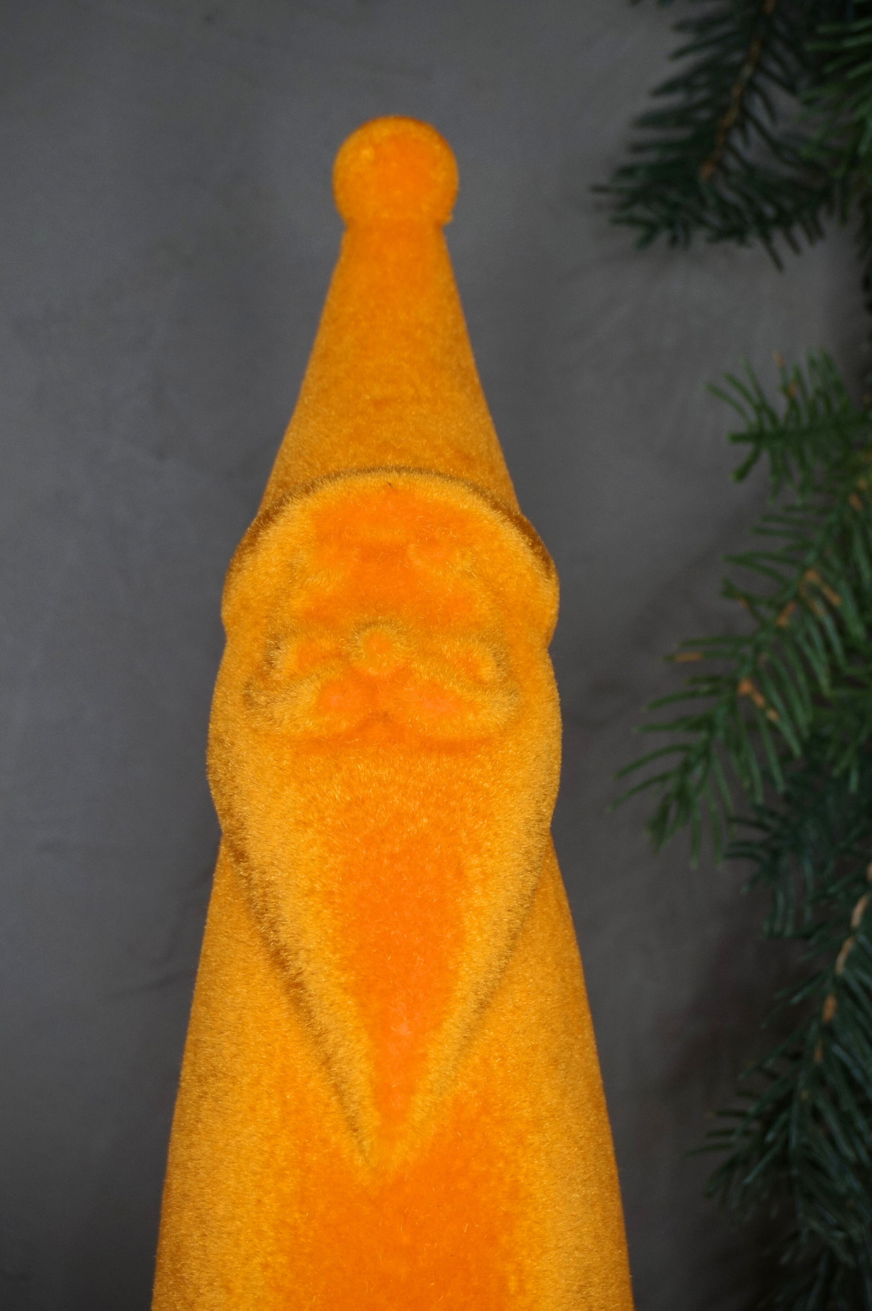 Decoración – Papa Nöel terciopelo naranja grande - Imagen 2