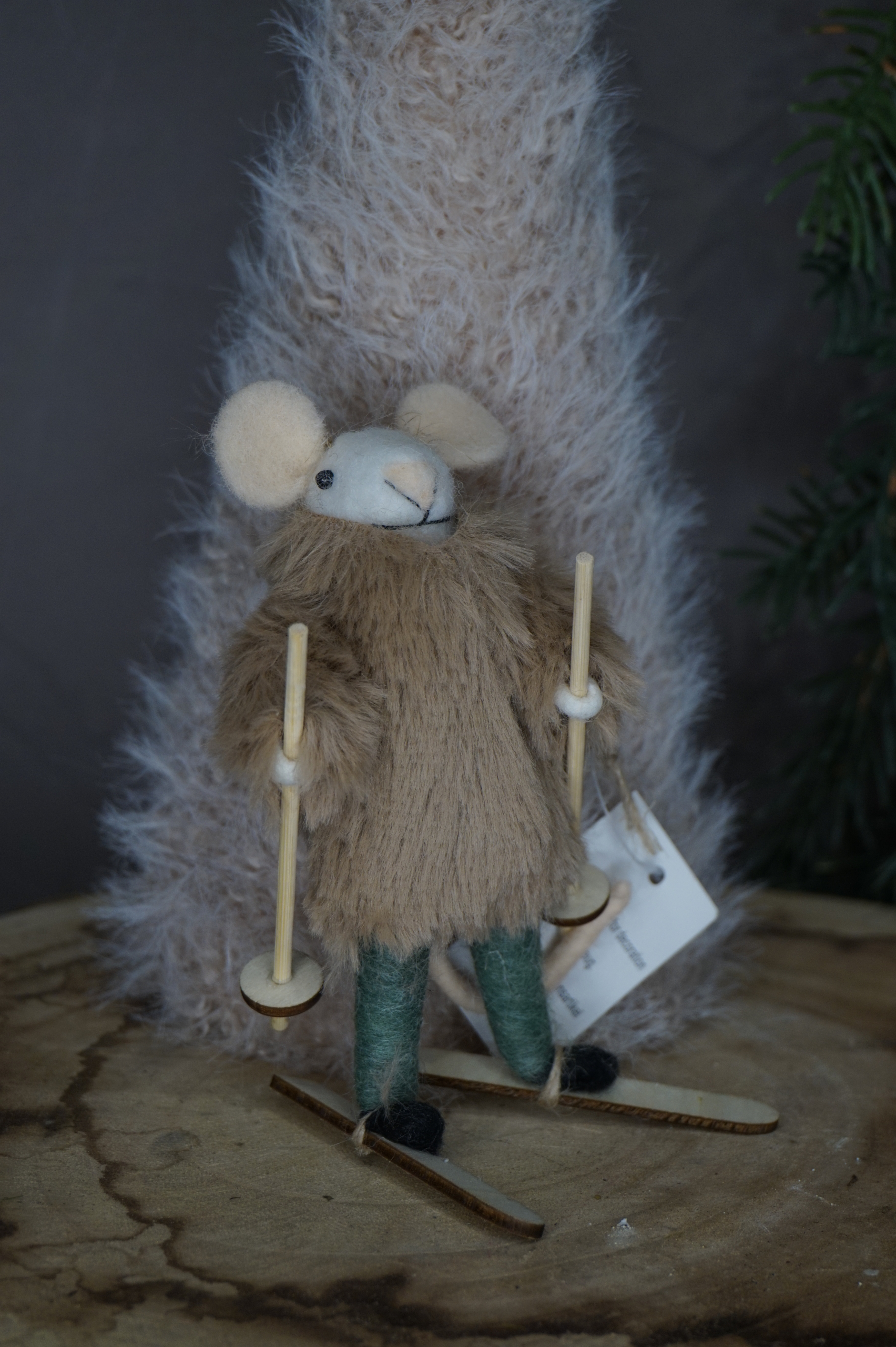 Adorno árbol - Ratón esquiador abrigo marrón - Imagen 2