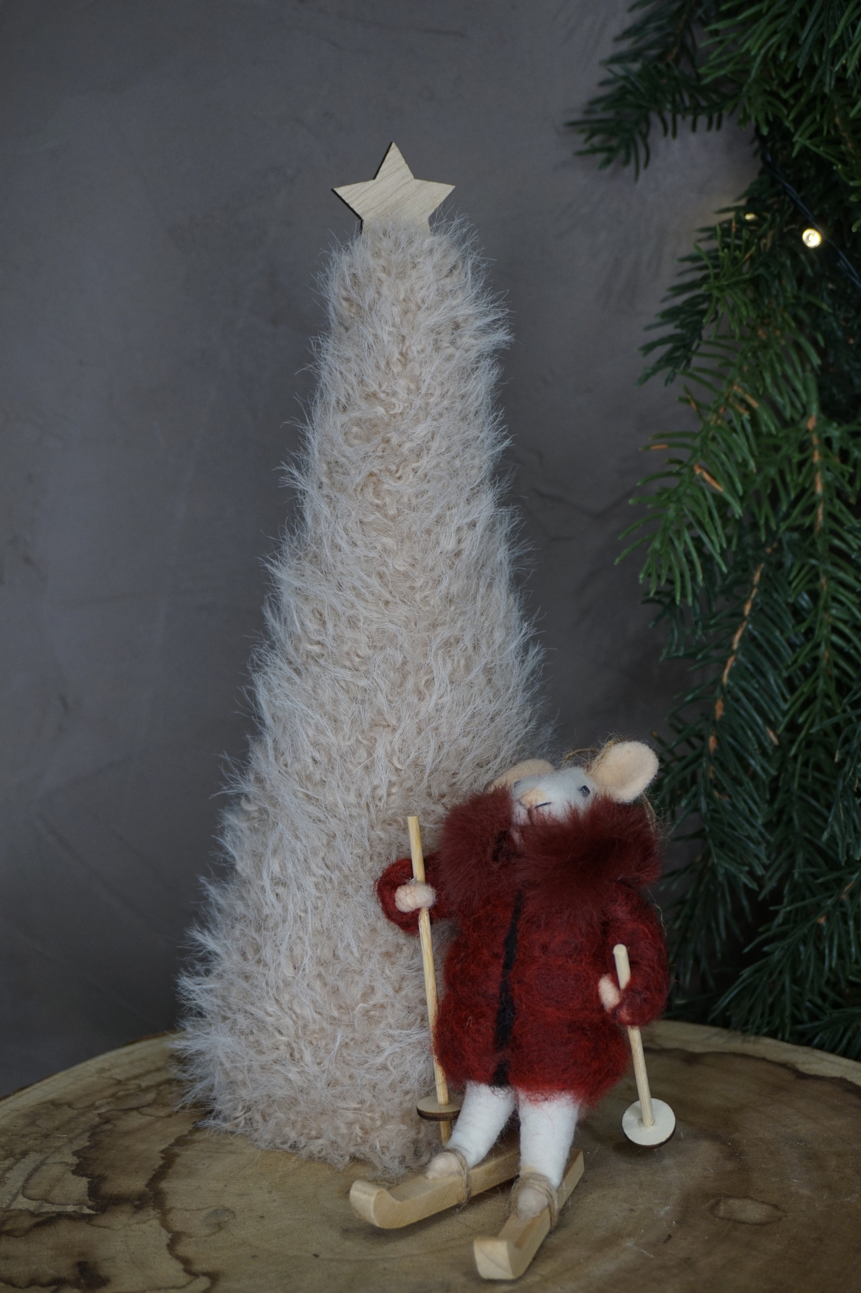 Adorno árbol - Ratón esquiador abrigo granate