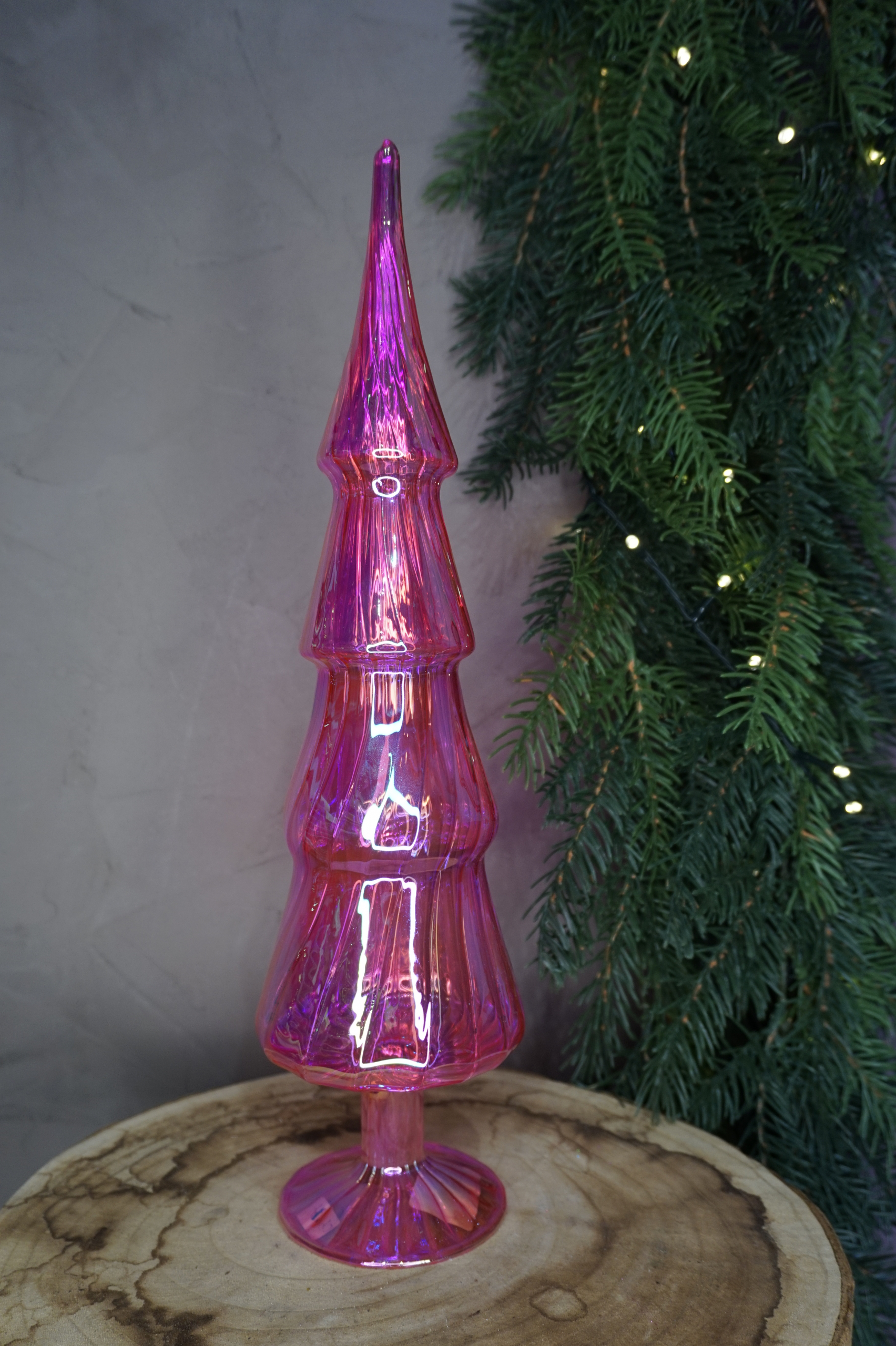 Decoración - Pino cristal iridiscente rosa