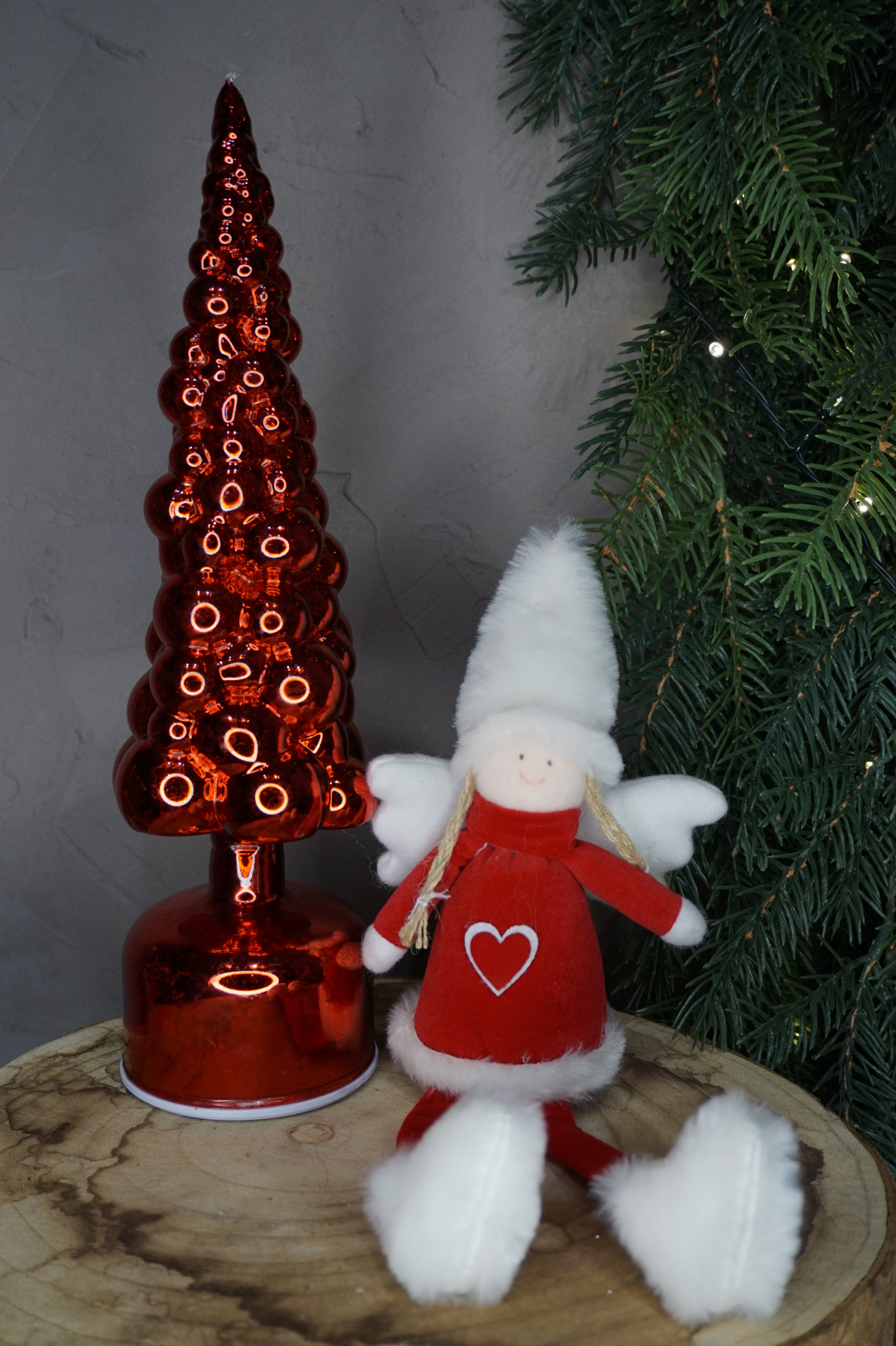 Peluche - Ángel rojo con alas blancas