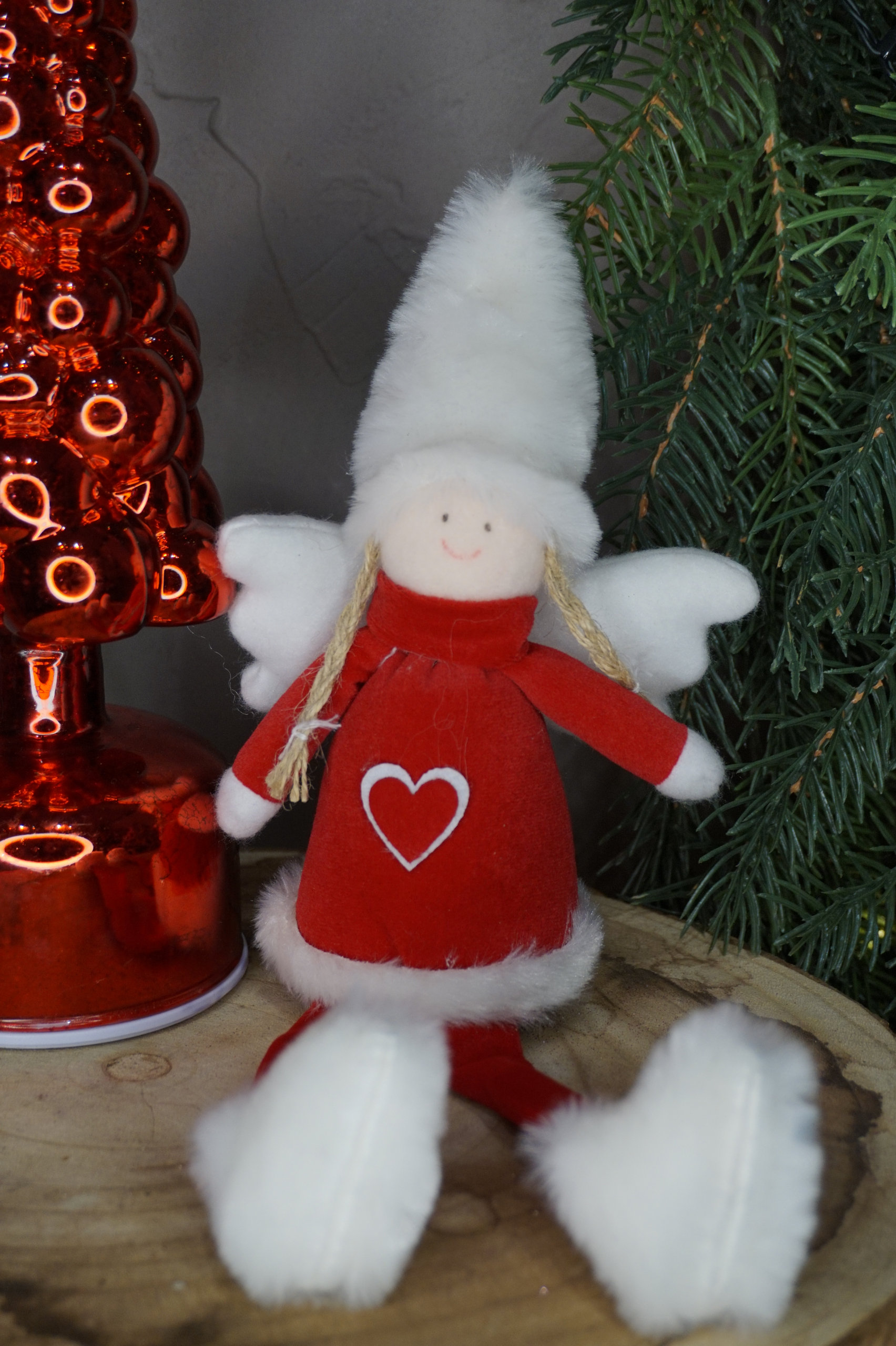 Peluche - Ángel rojo con alas blancas - Imagen 2