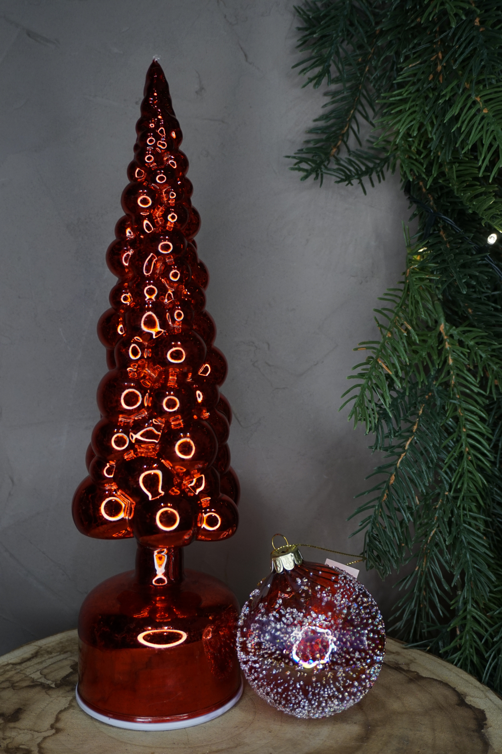 Adorno árbol - Bola de Navidad roja con relieve