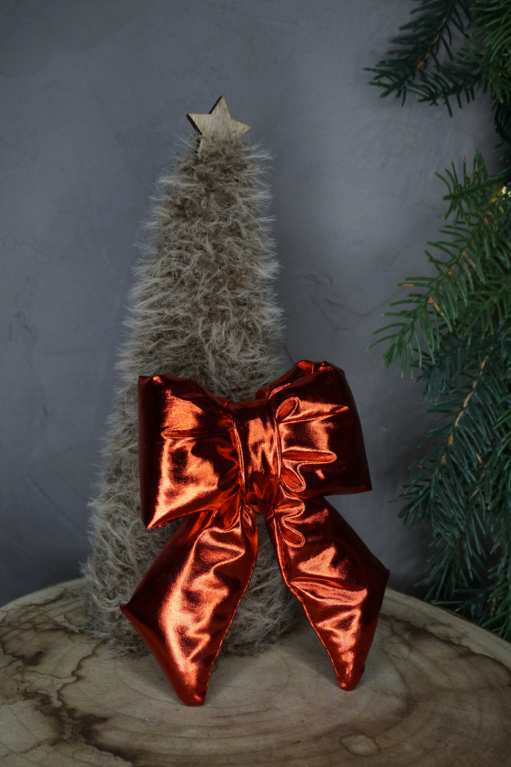 Adorno árbol - Lazo rojo efecto brillo (talla S)