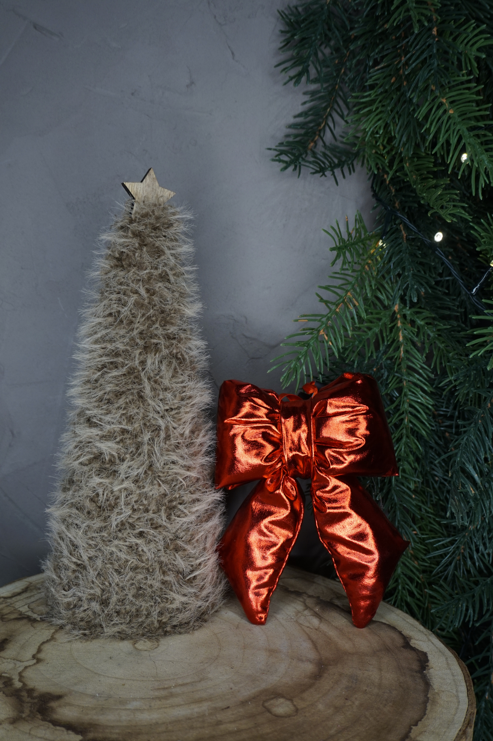 Adorno árbol - Lazo rojo efecto brillo (talla S) - Imagen 3