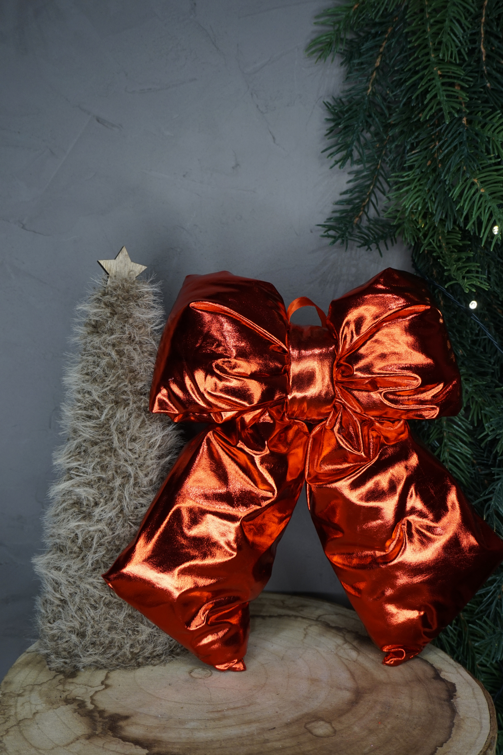 Adorno árbol - Lazo rojo efecto brillo (talla M)