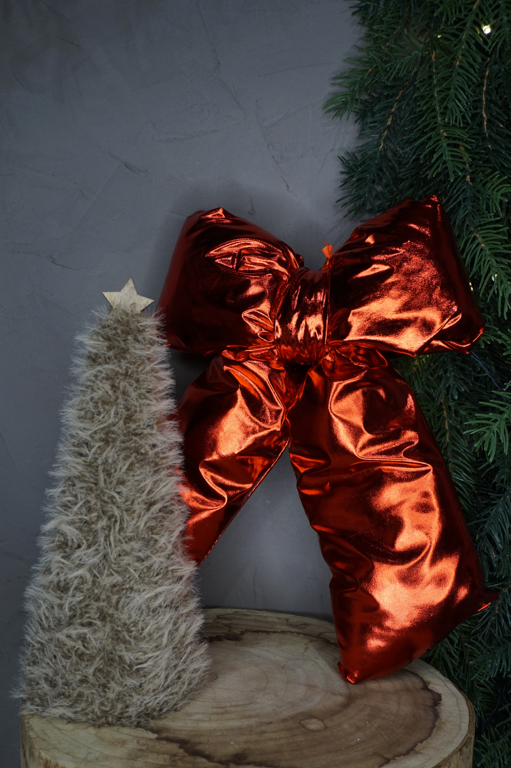 Adorno árbol - Lazo rojo efecto brillo (talla L)