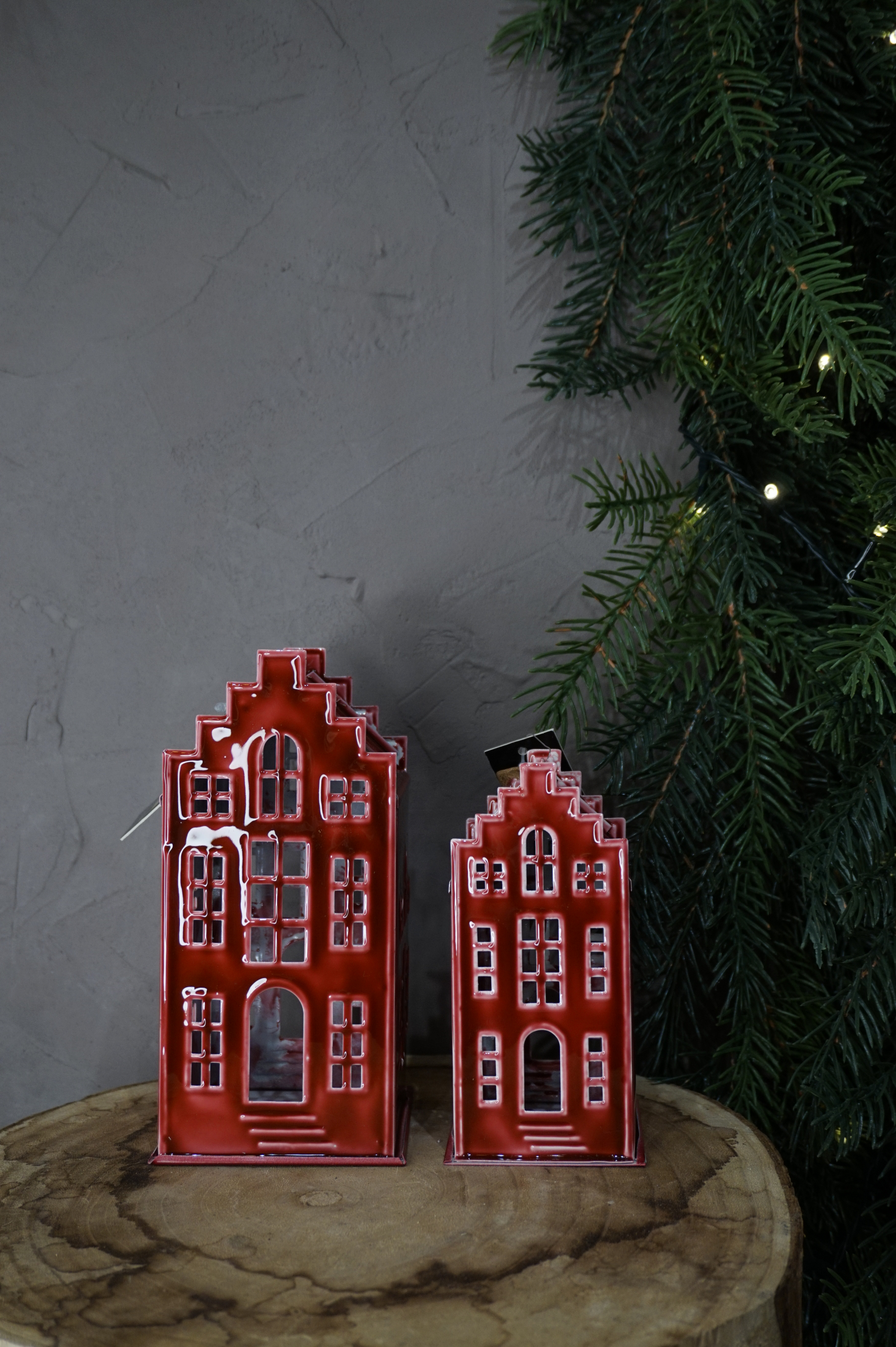 Ádornos navidad - Casa metal granate mediana - Imagen 3