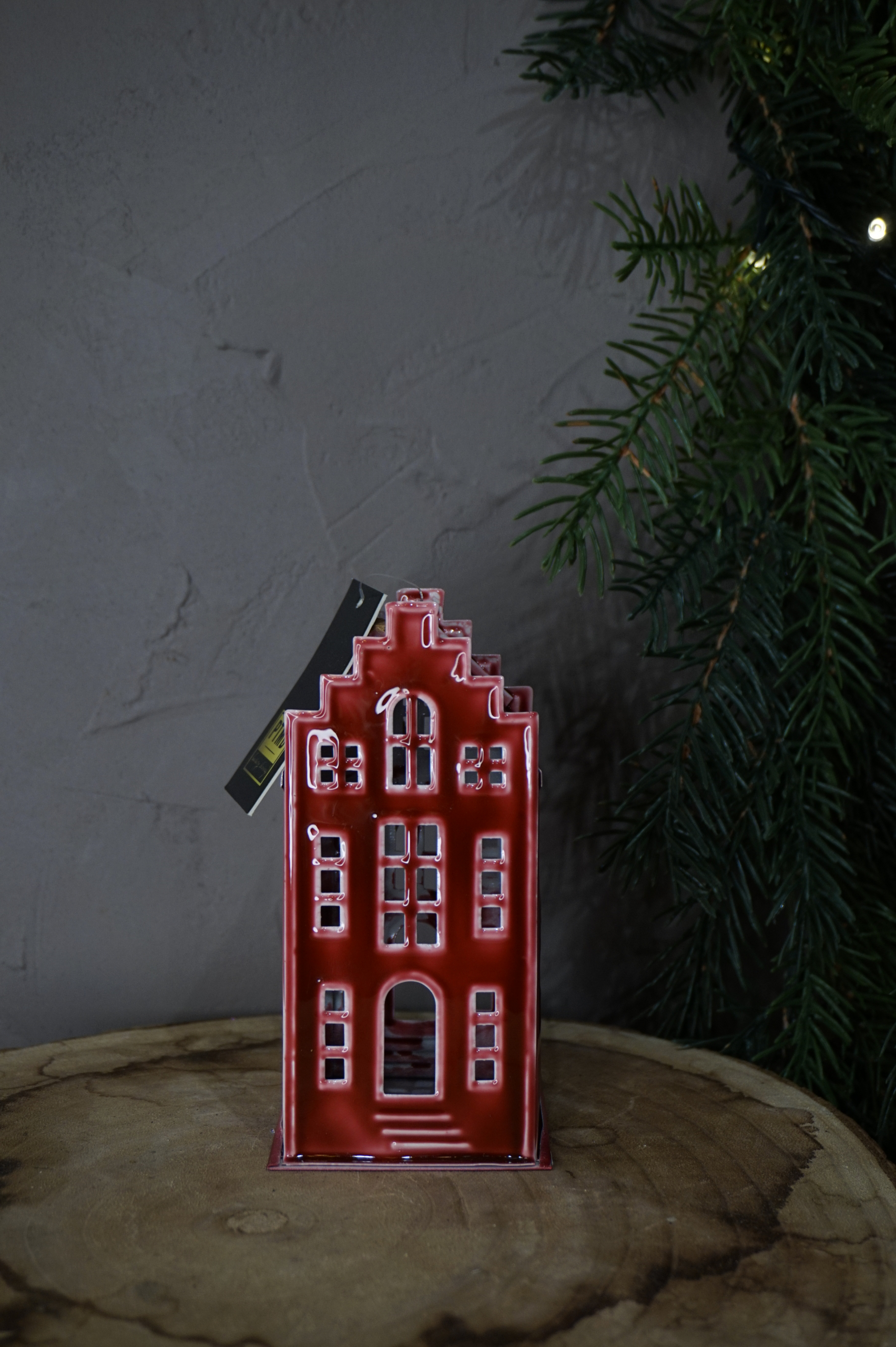 Ádornos navidad - Casa metal granate mediana - Imagen 2