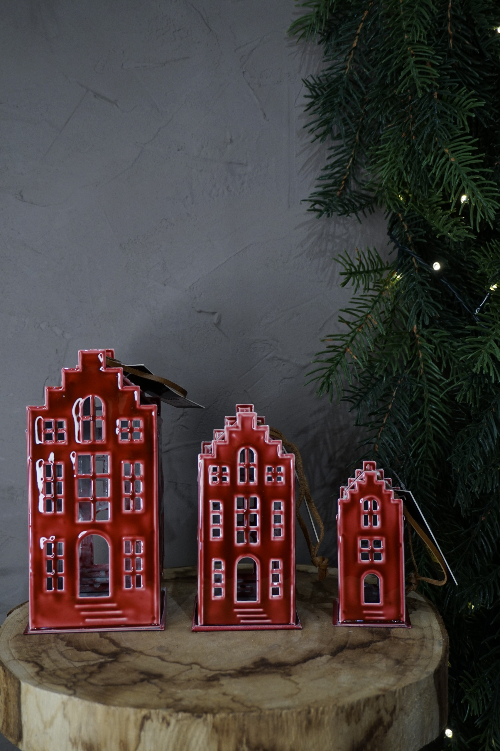 Ádornos navidad - Casa metal granate pequeña - Imagen 2