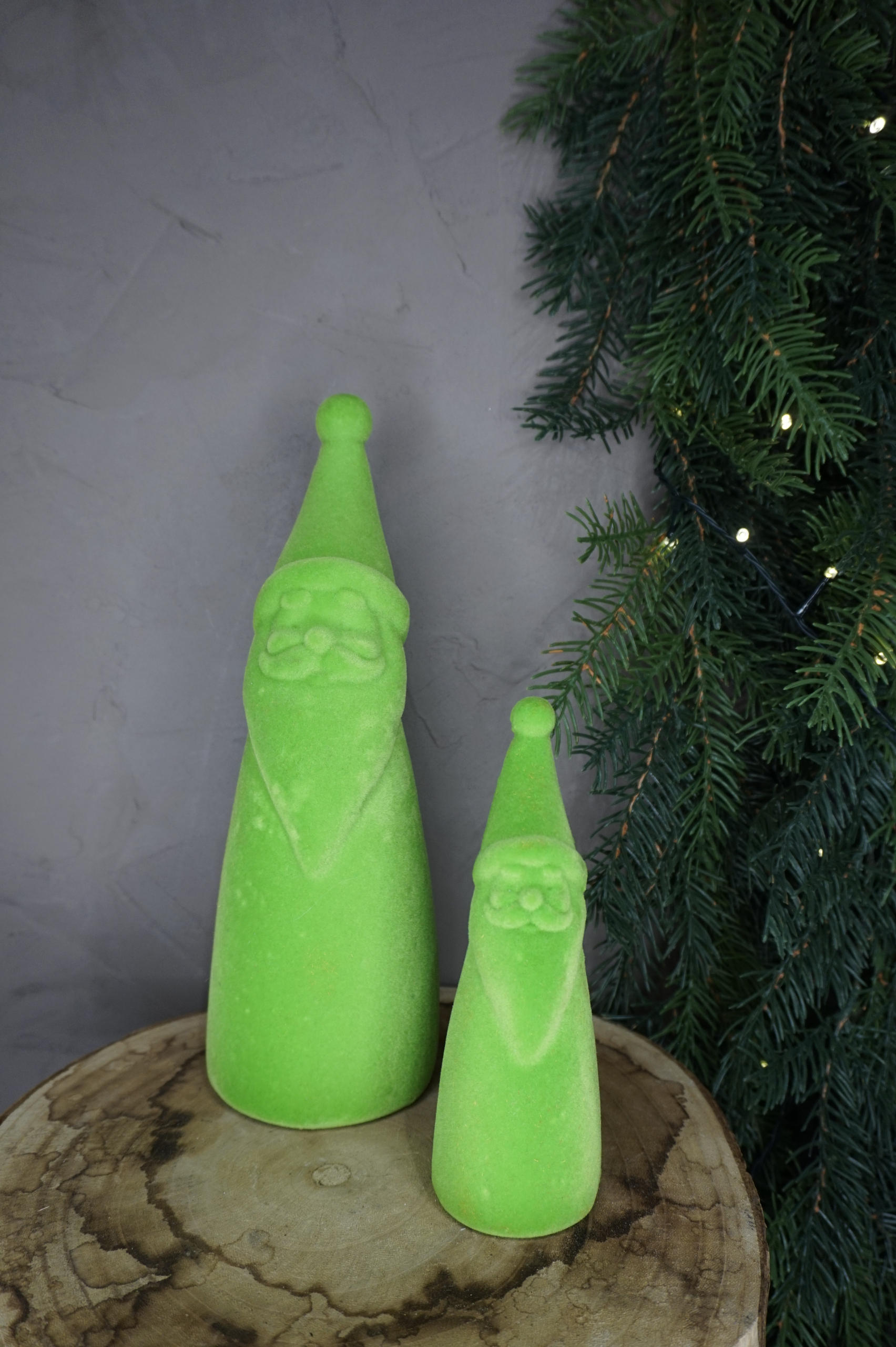 Decoración – Papa Nöel terciopelo verde pequeño - Imagen 3