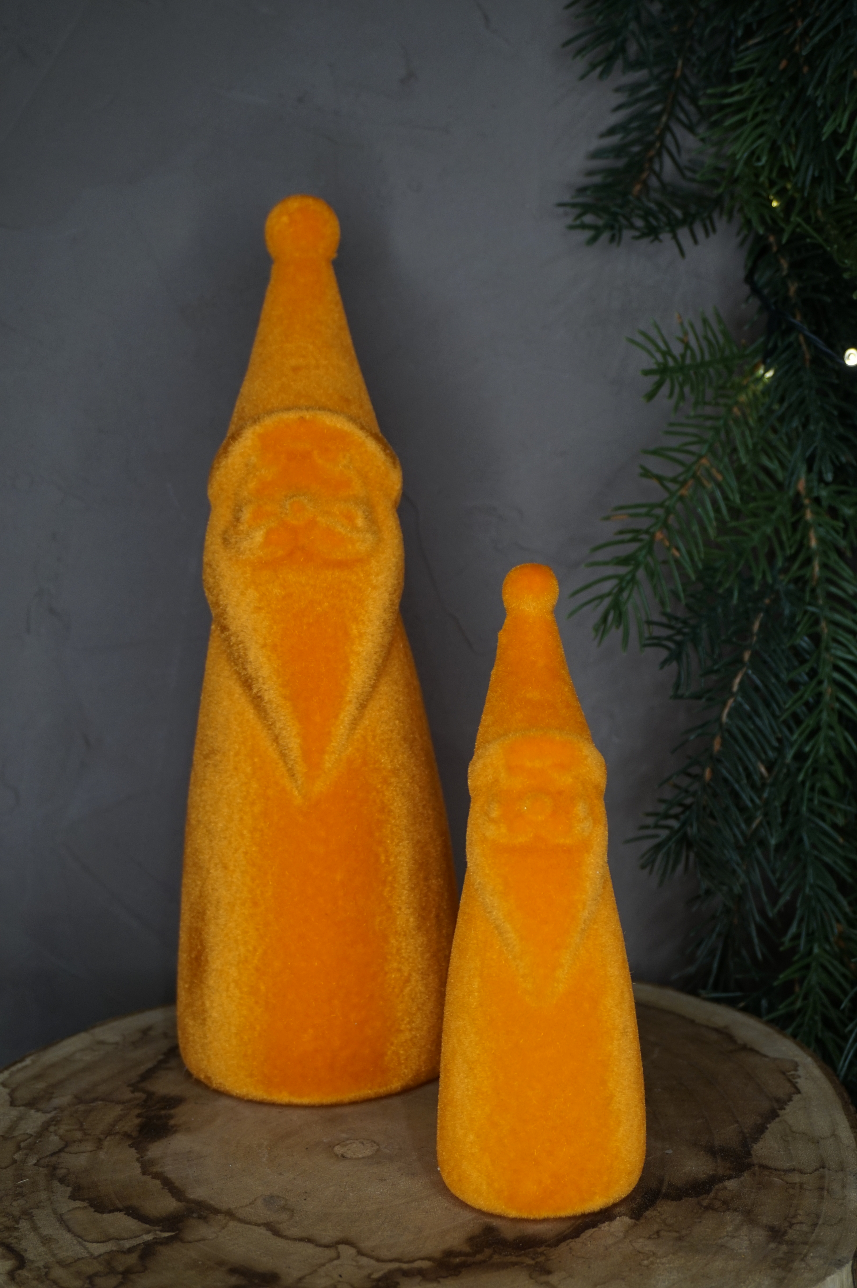 Decoración – Papa Nöel terciopelo naranja grande - Imagen 3