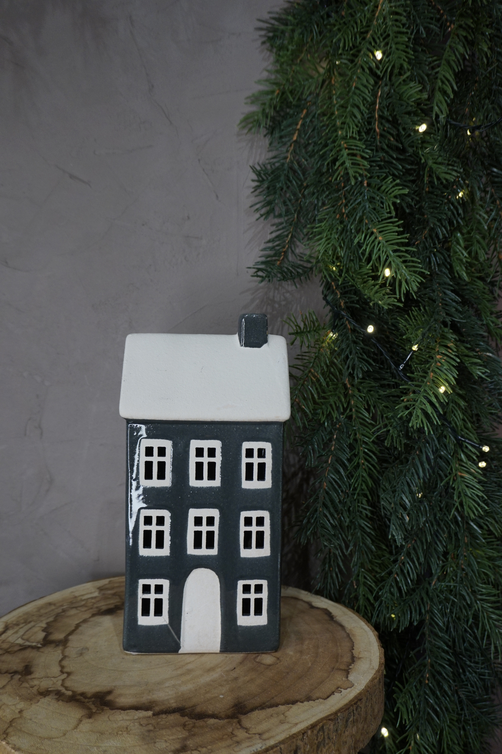 Decoración - Casa color gris grande portavelas