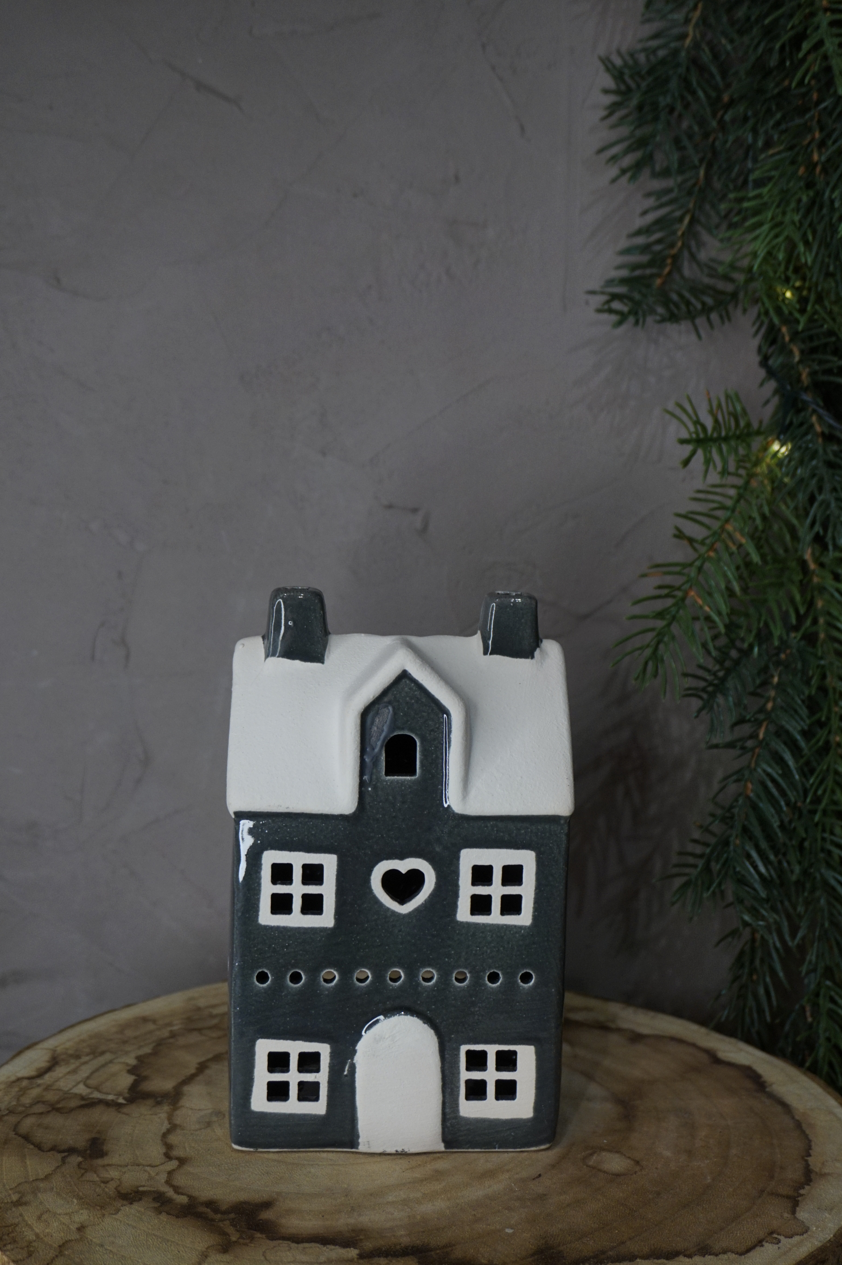 Decoración - Casa color gris pequeña portavelas - Imagen 2