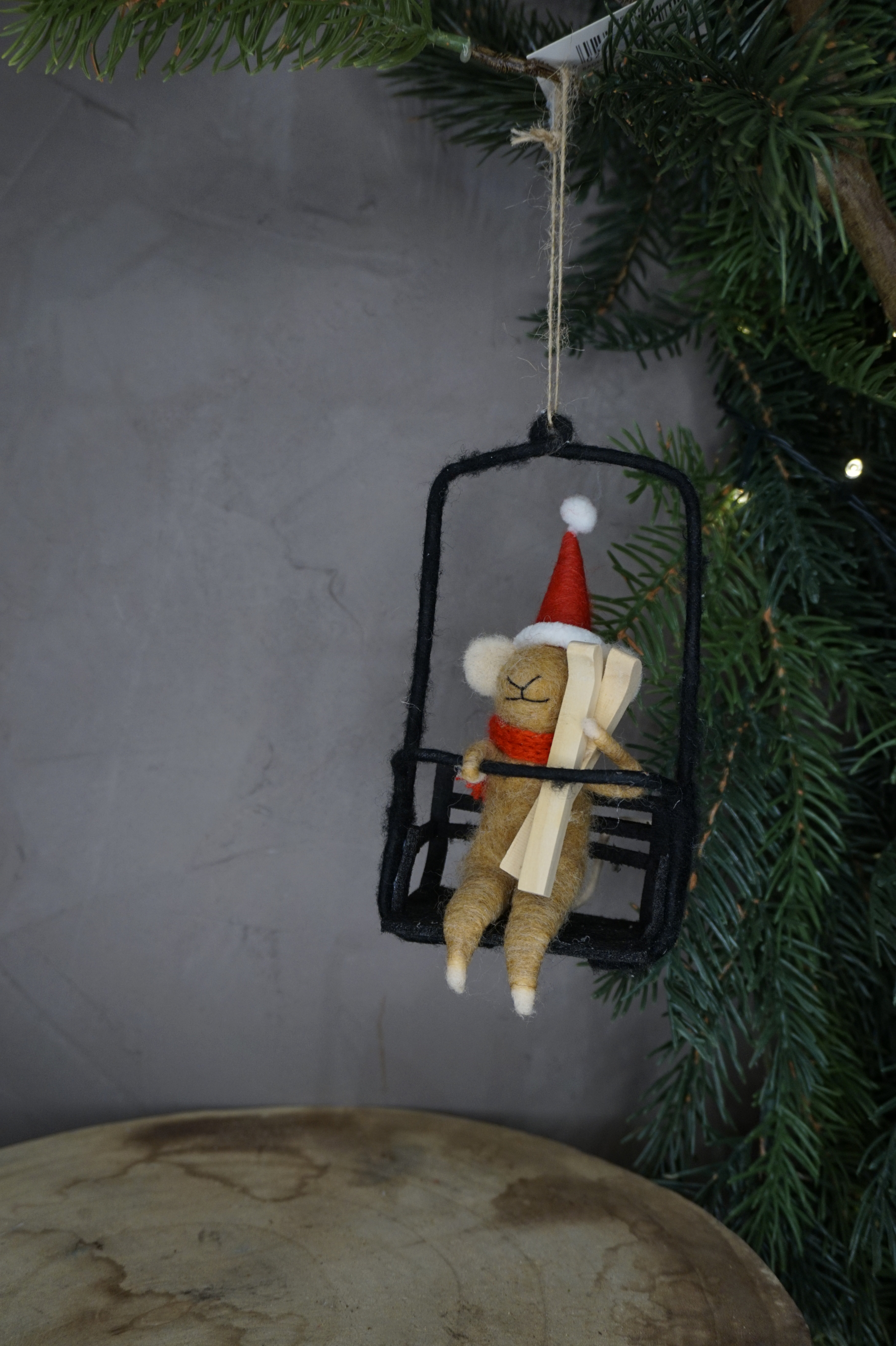 Adorno árbol - Ratoncito en telesilla esquís - Imagen 3