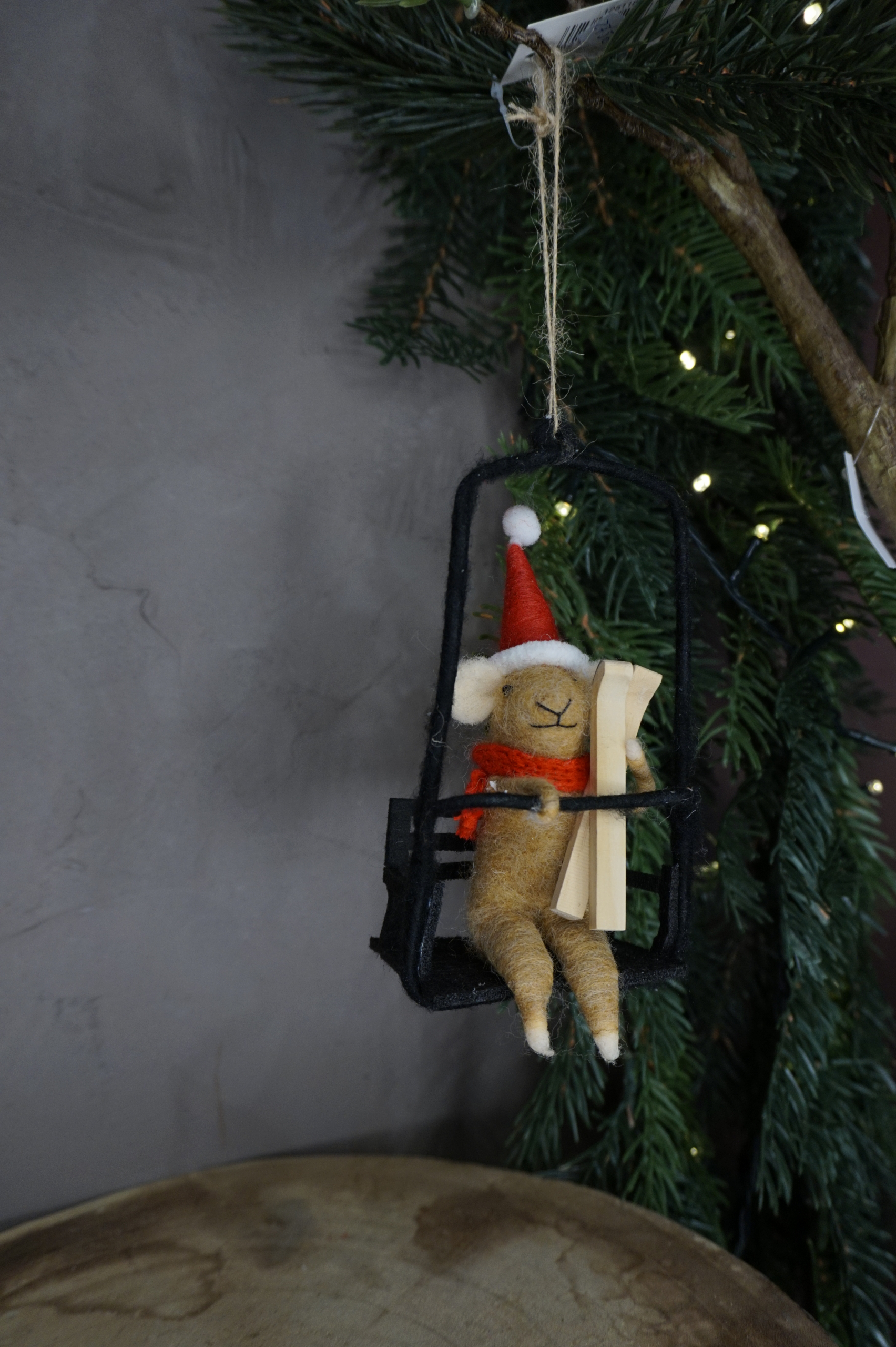 Adorno árbol - Ratoncito en telesilla esquís