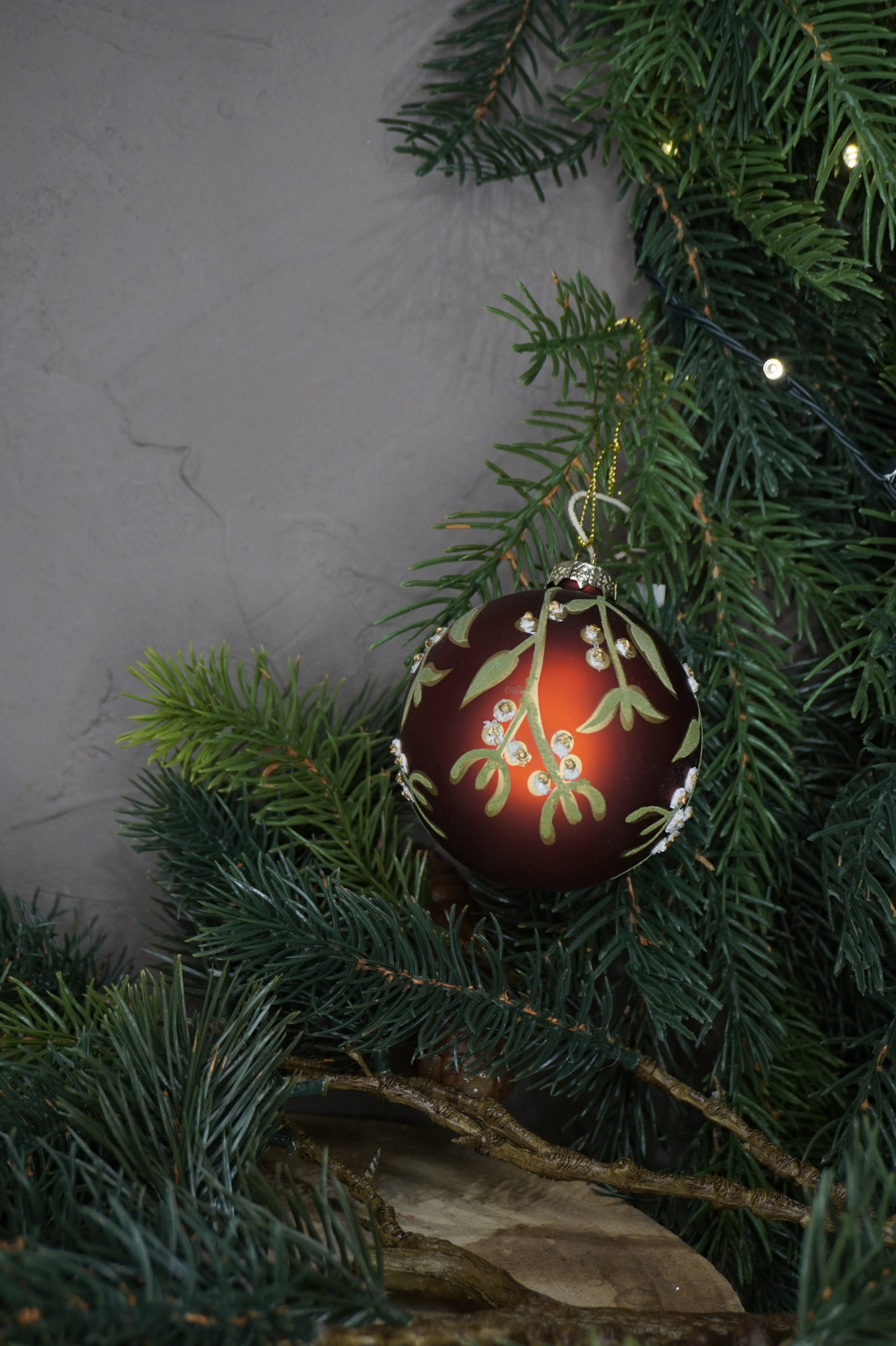 Adorno árbol - Bola de Navidad roja de cristal - Imagen 2