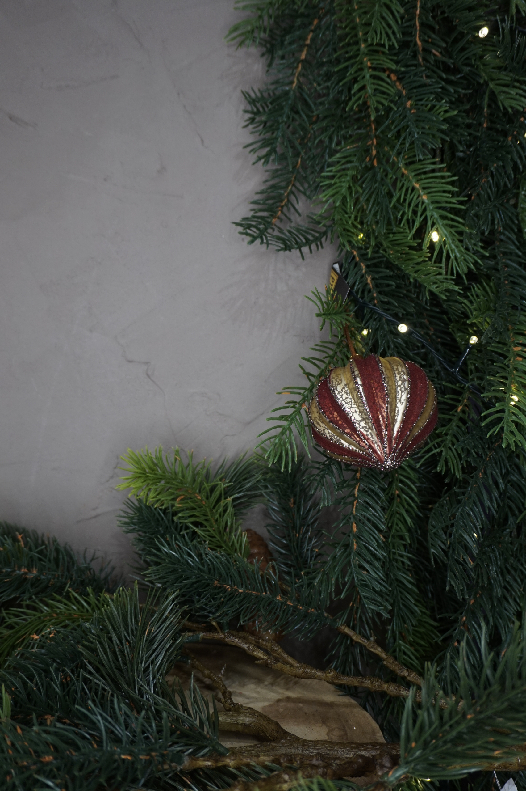 Adorno árbol - Bola de Navidad diseño lágrima roja y dorada cristal