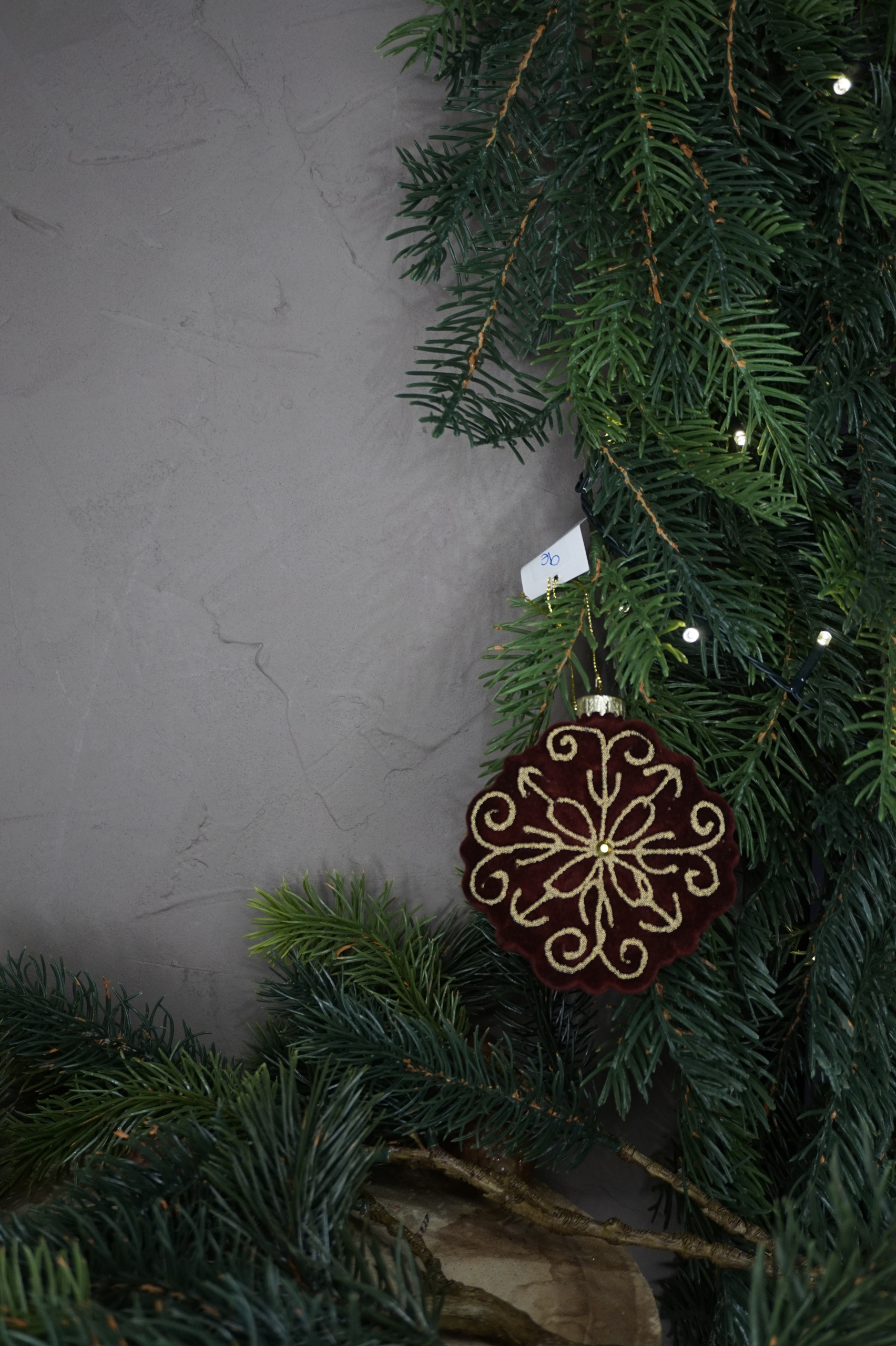 Adorno árbol - Bola de Navidad de cristal terciopelo granate artesanal - Imagen 3