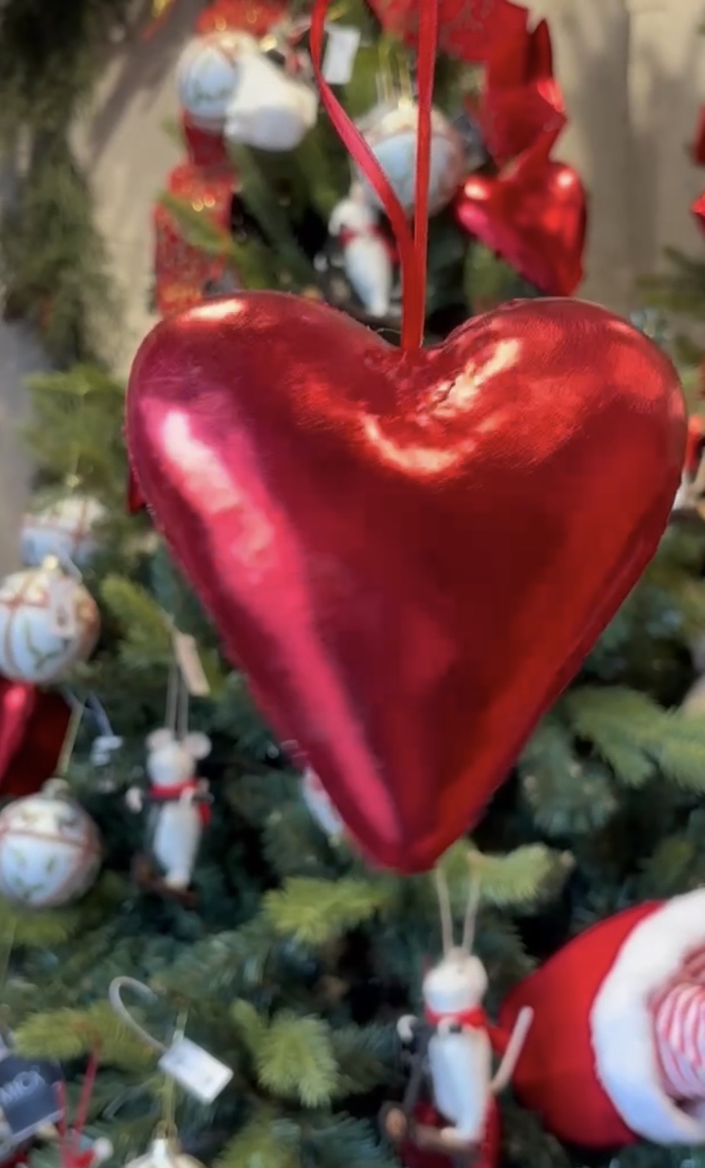 Adorno árbol - Corazón rojo efecto brillo