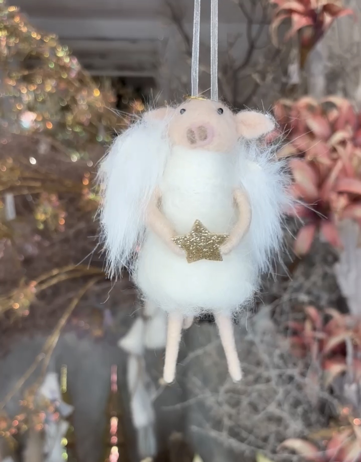 Adorno árbol - Ángel cerdito color blanco