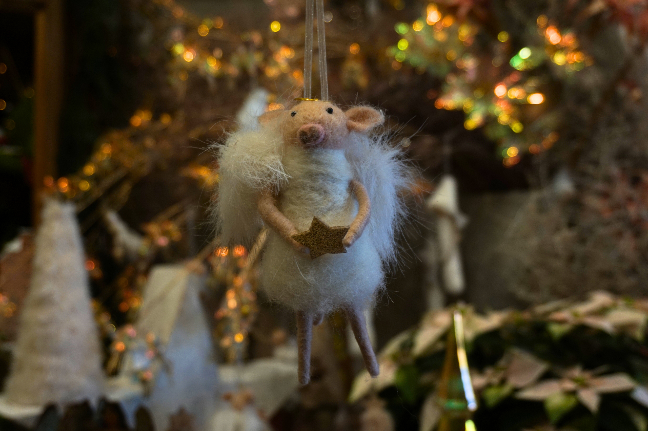 Adorno árbol - Ángel cerdito color blanco - Imagen 3