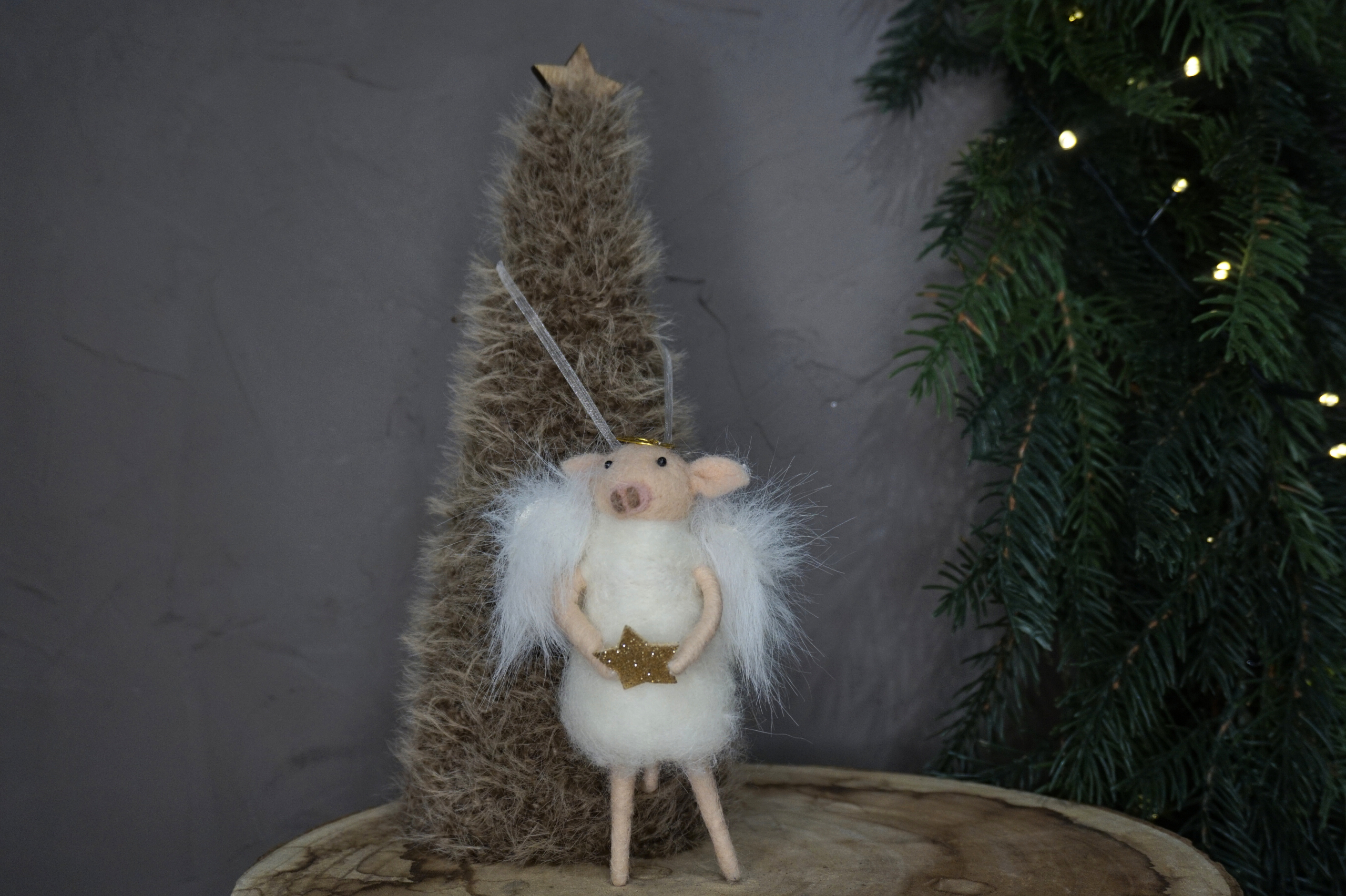 Adorno árbol - Ángel cerdito color blanco