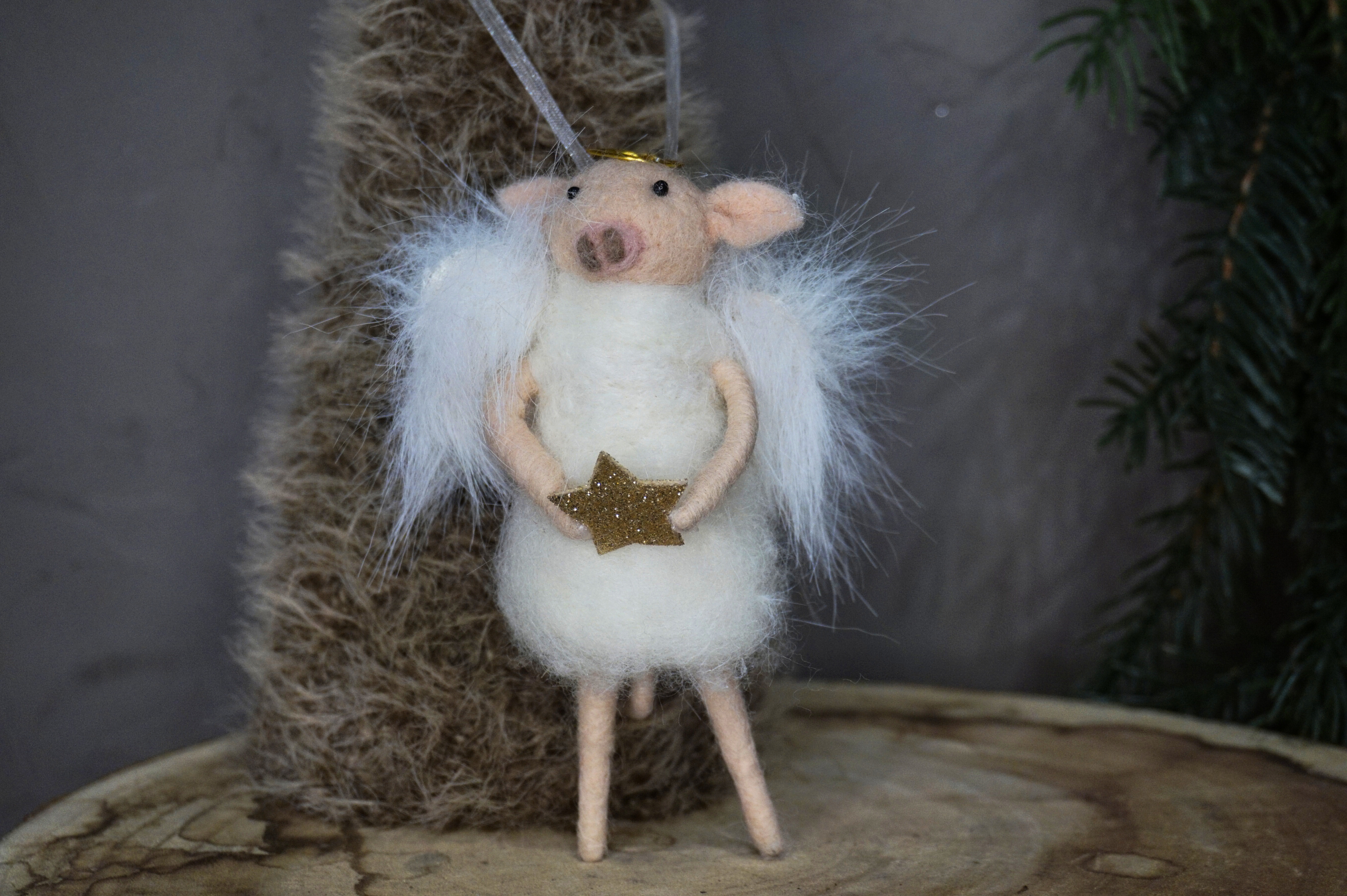 Alternative view of Adorno árbol - Ángel cerdito color blanco