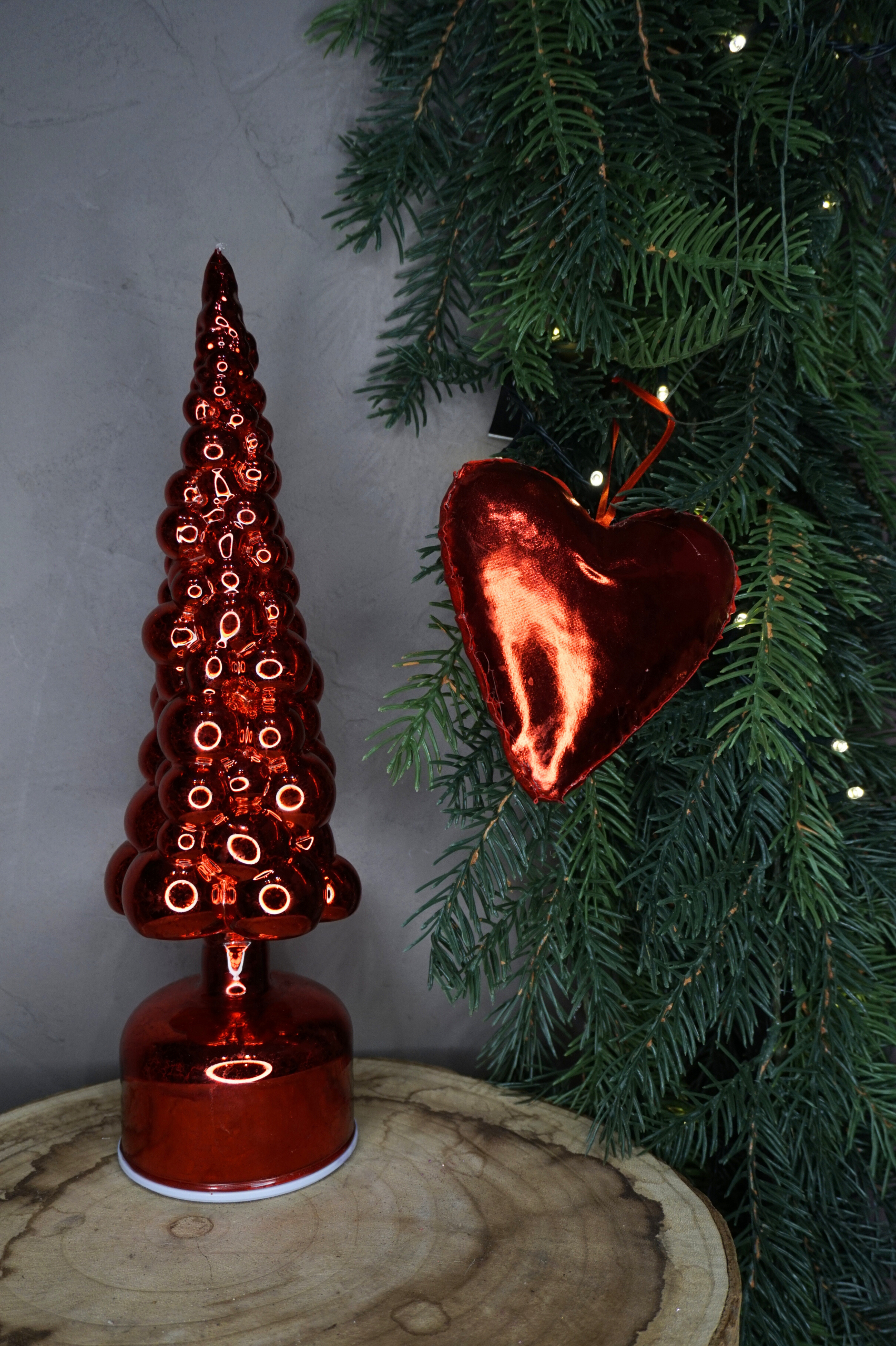 Adorno árbol - Corazón rojo efecto brillo