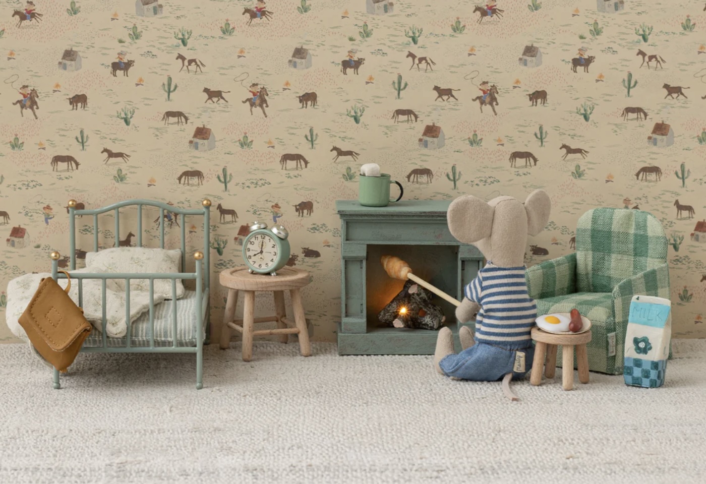 Maileg -  Chimenea, Ratón azul - Imagen 4