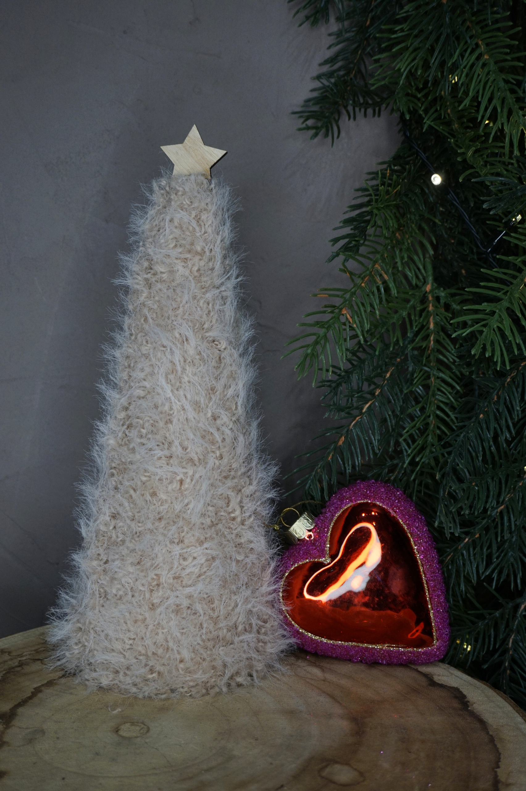 Adorno árbol - Corazón rosa y rojo