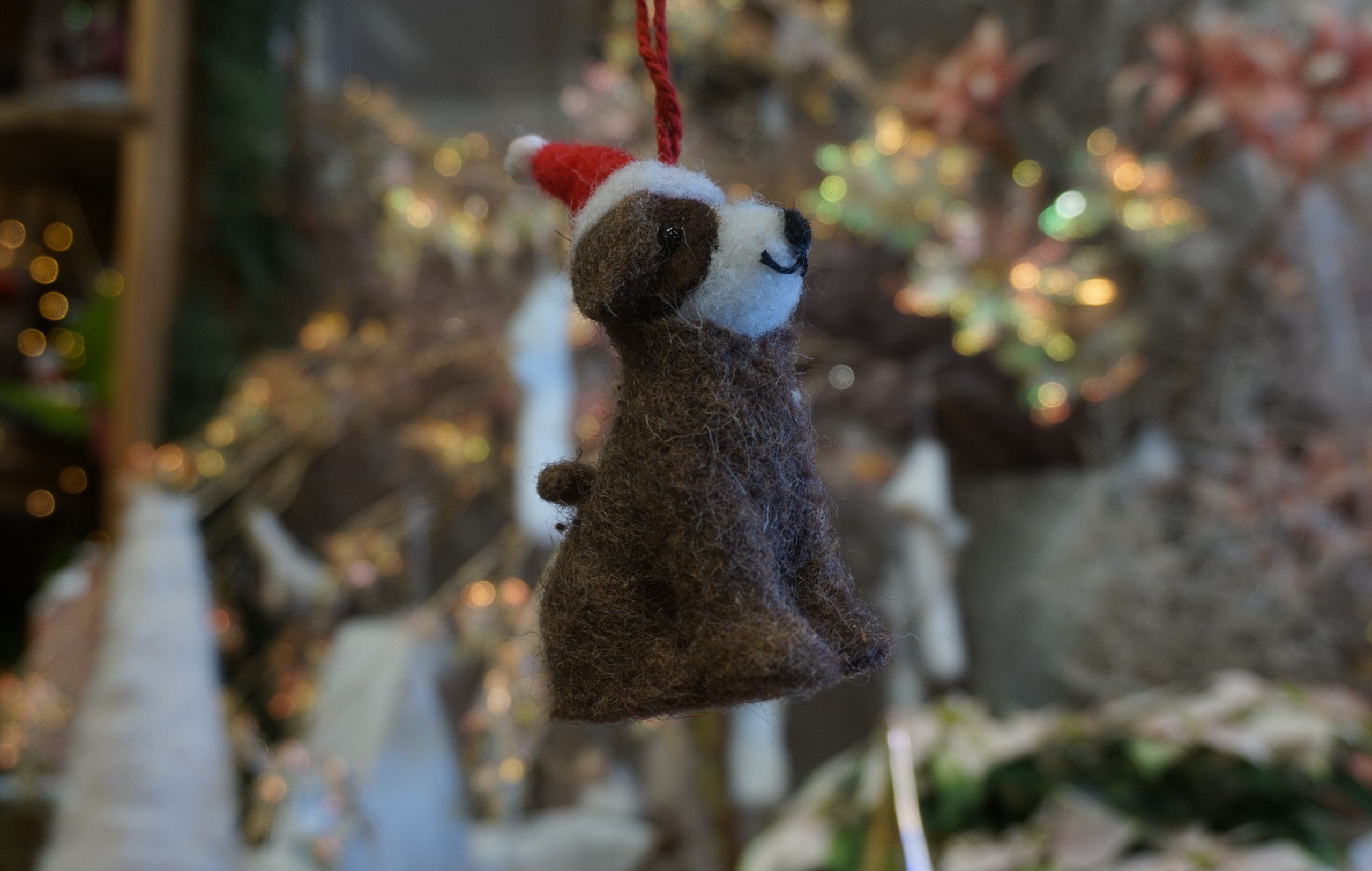 Adorno árbol - Perro marrón con gorro de Papá Noël - Imagen 4