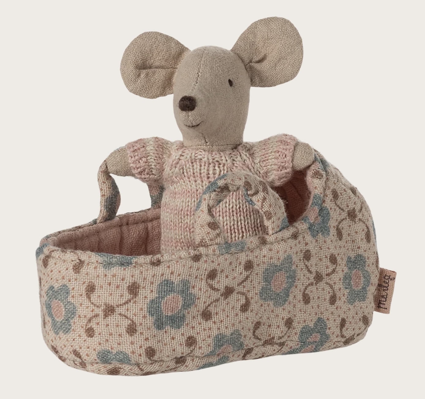 Maileg - Bebé ratón en capazo rosa - Imagen 2