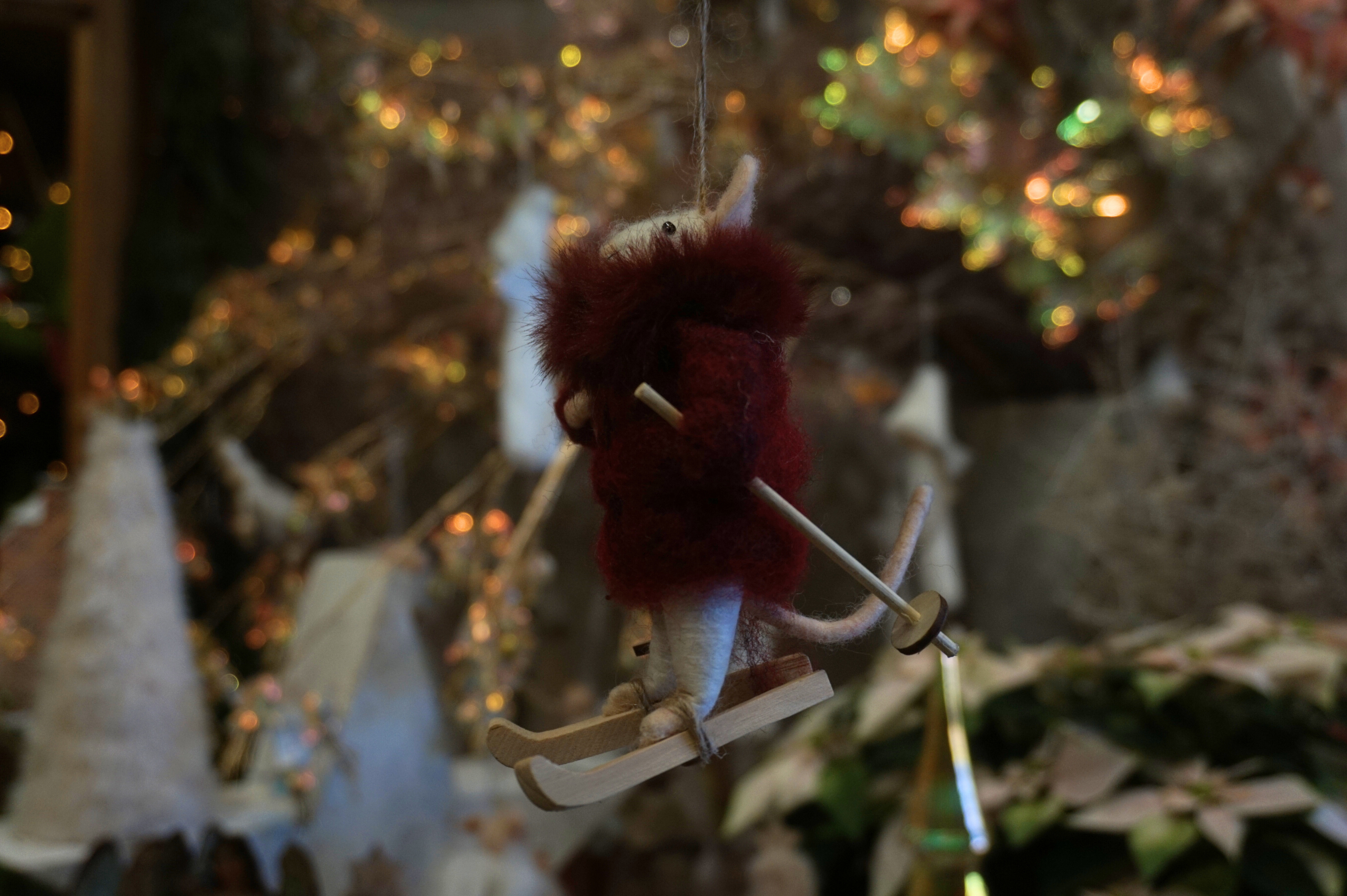 Adorno árbol - Ratón esquiador abrigo granate - Imagen 5