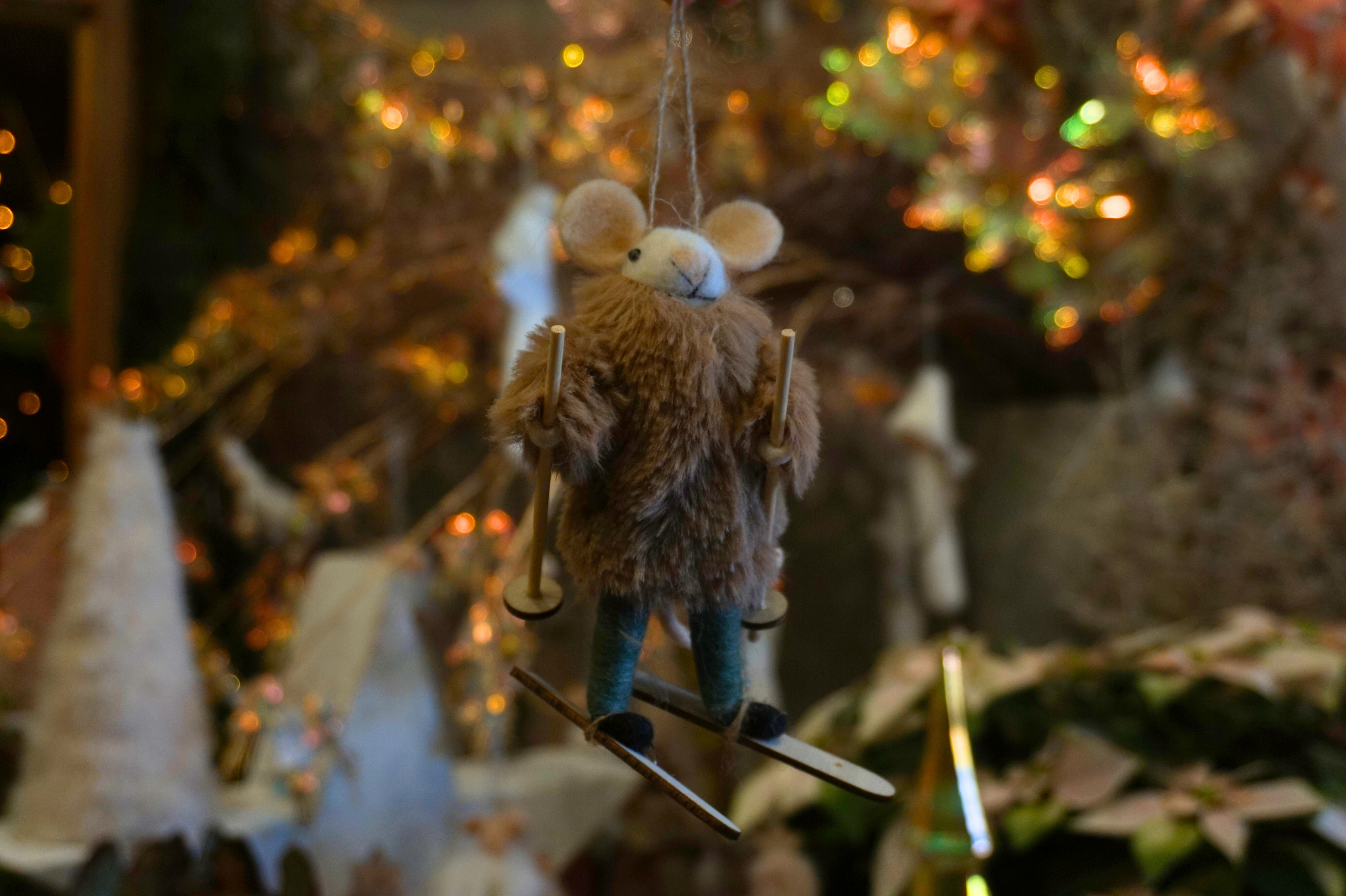 Adorno árbol - Ratón esquiador abrigo marrón - Imagen 3