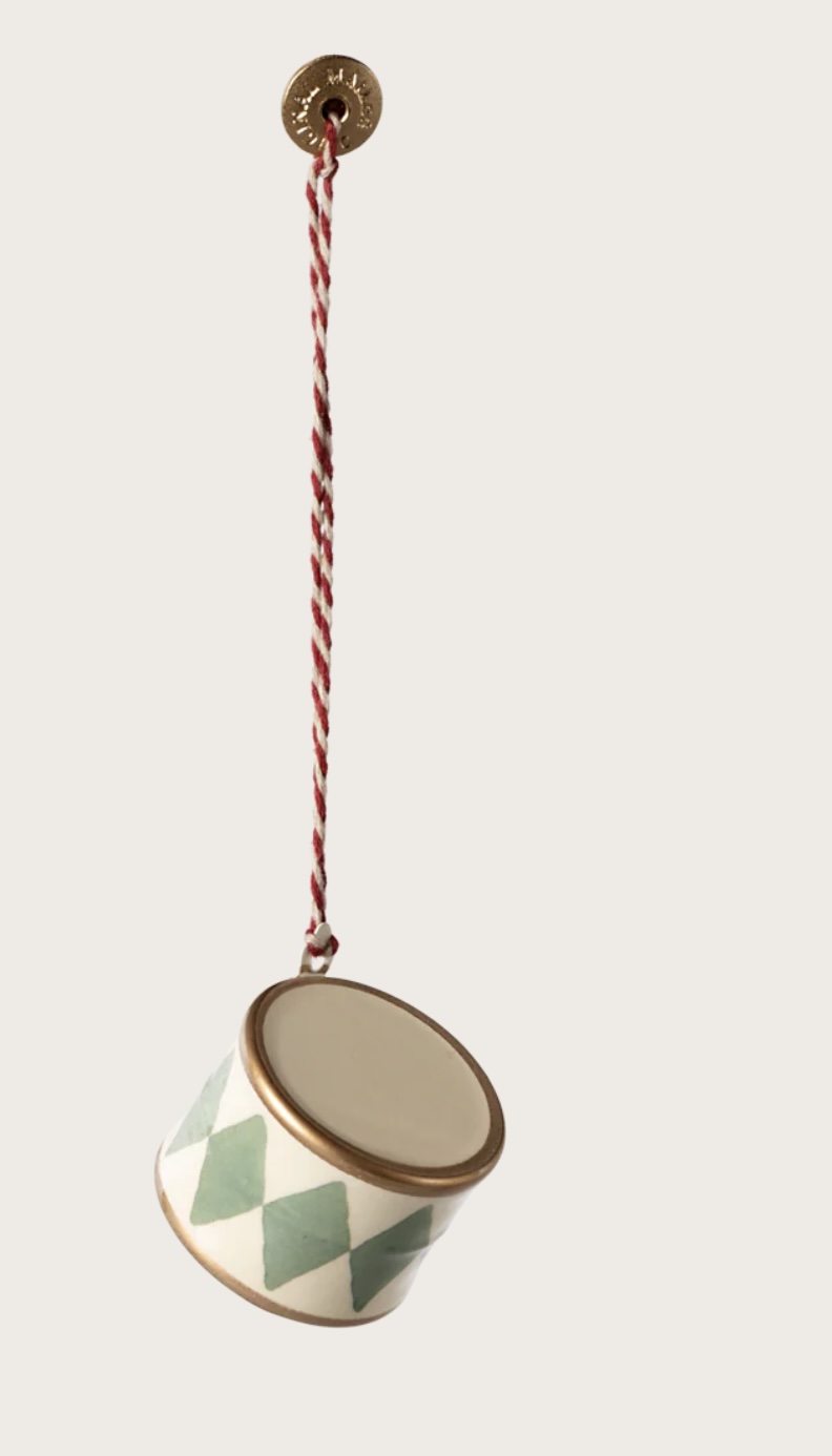Maileg - Adorno de metal, Tambor pequeño menta